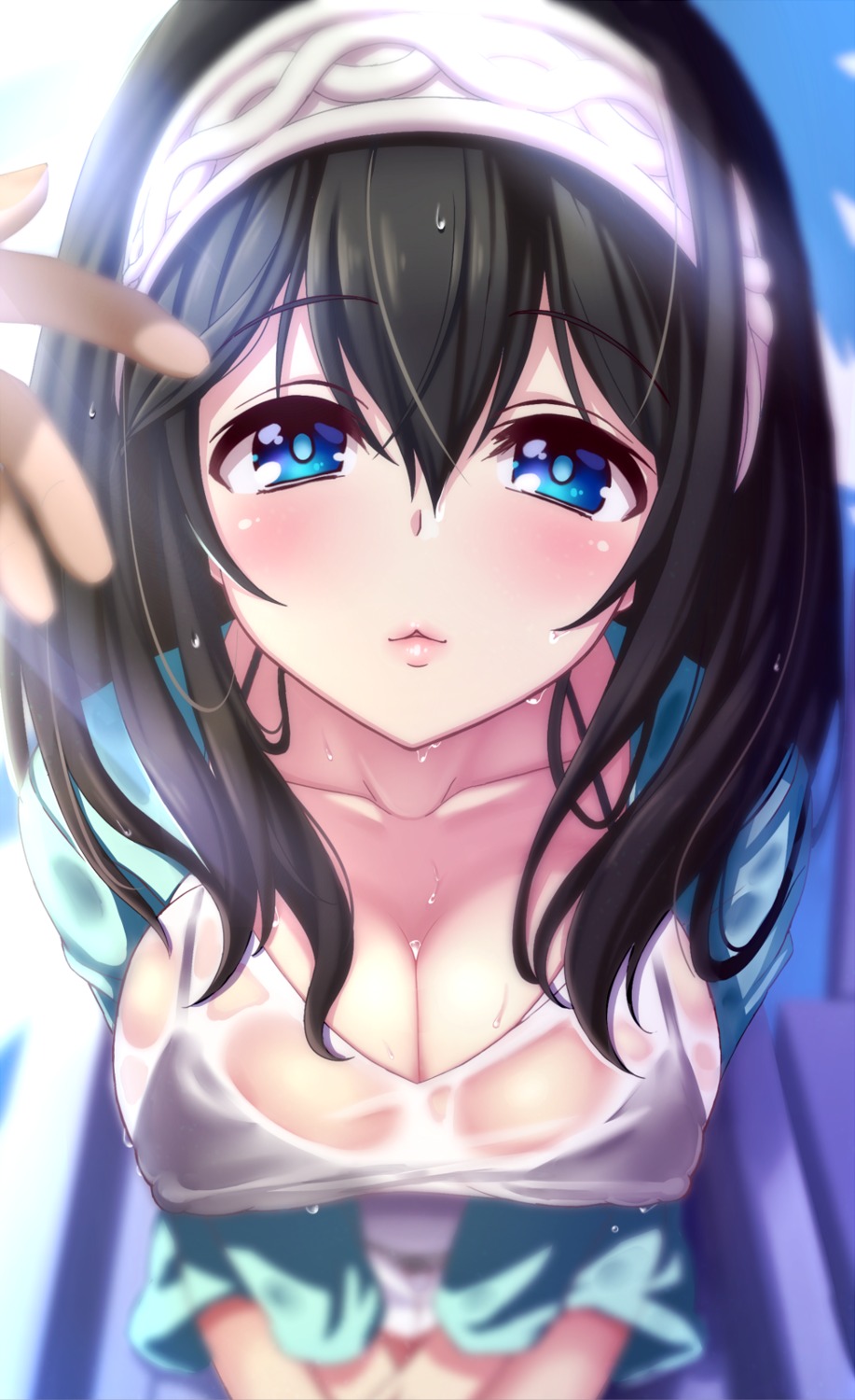 bra cleavage erect_nipples jewel_(the_black_canvas) sagisawa_fumika see_through the_idolm@ster the_idolm@ster_cinderella_girls wet wet_clothes