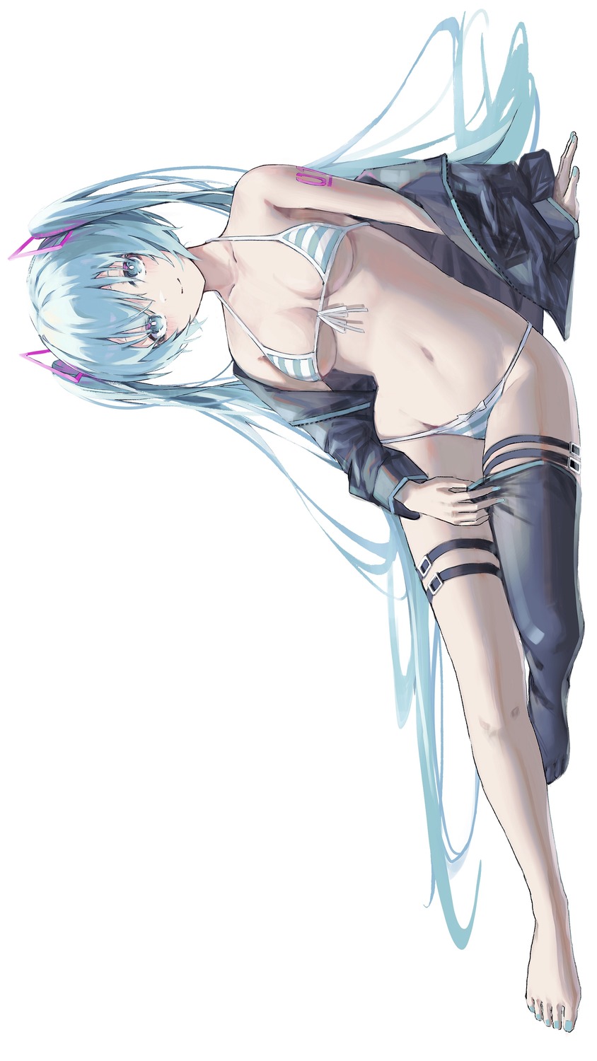 azarasi_haru bikini garter hatsune_miku swimsuits tattoo thighhighs vocaloid