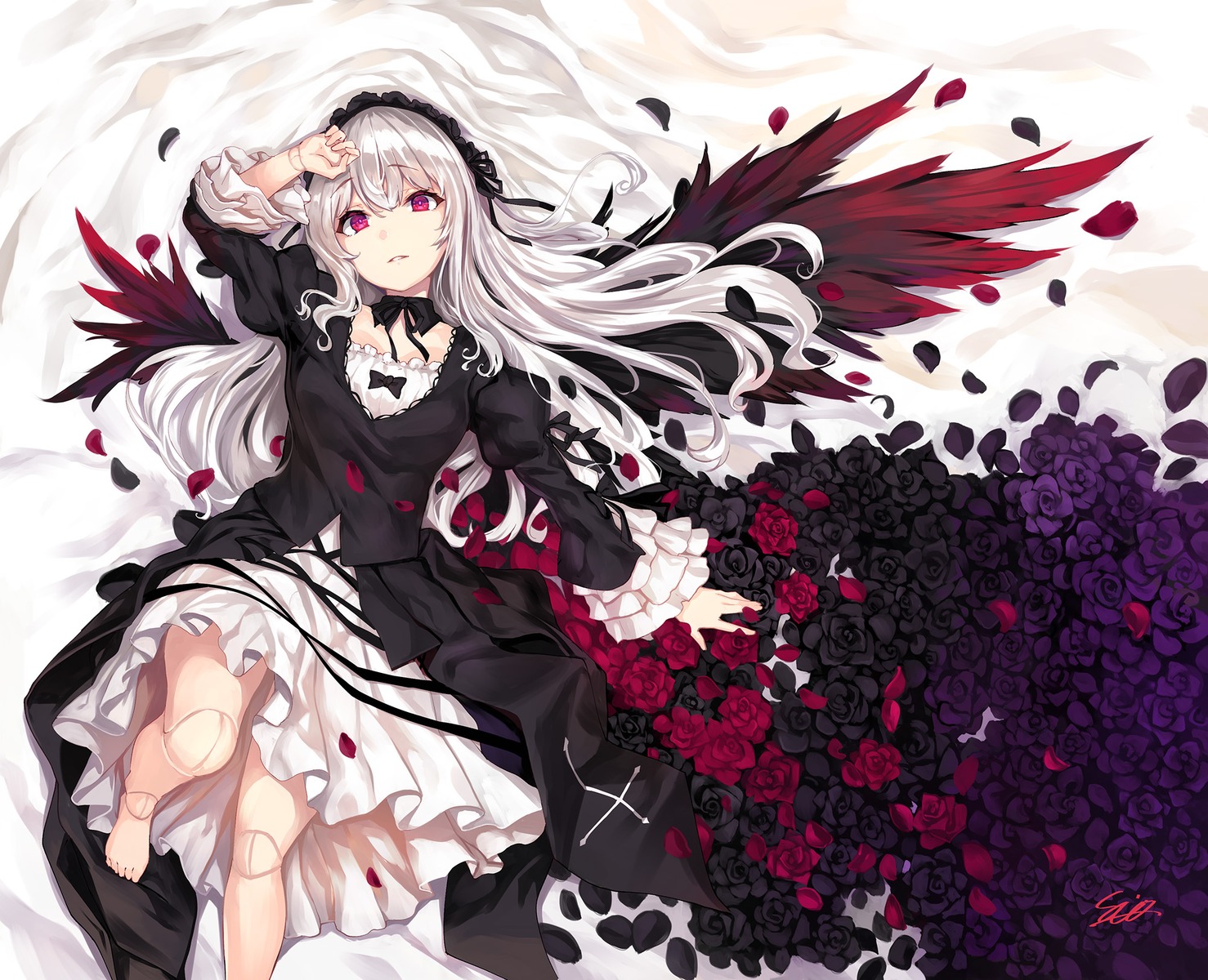 dress gothic_lolita lolita_fashion rozen_maiden shiokonbu suigintou wings