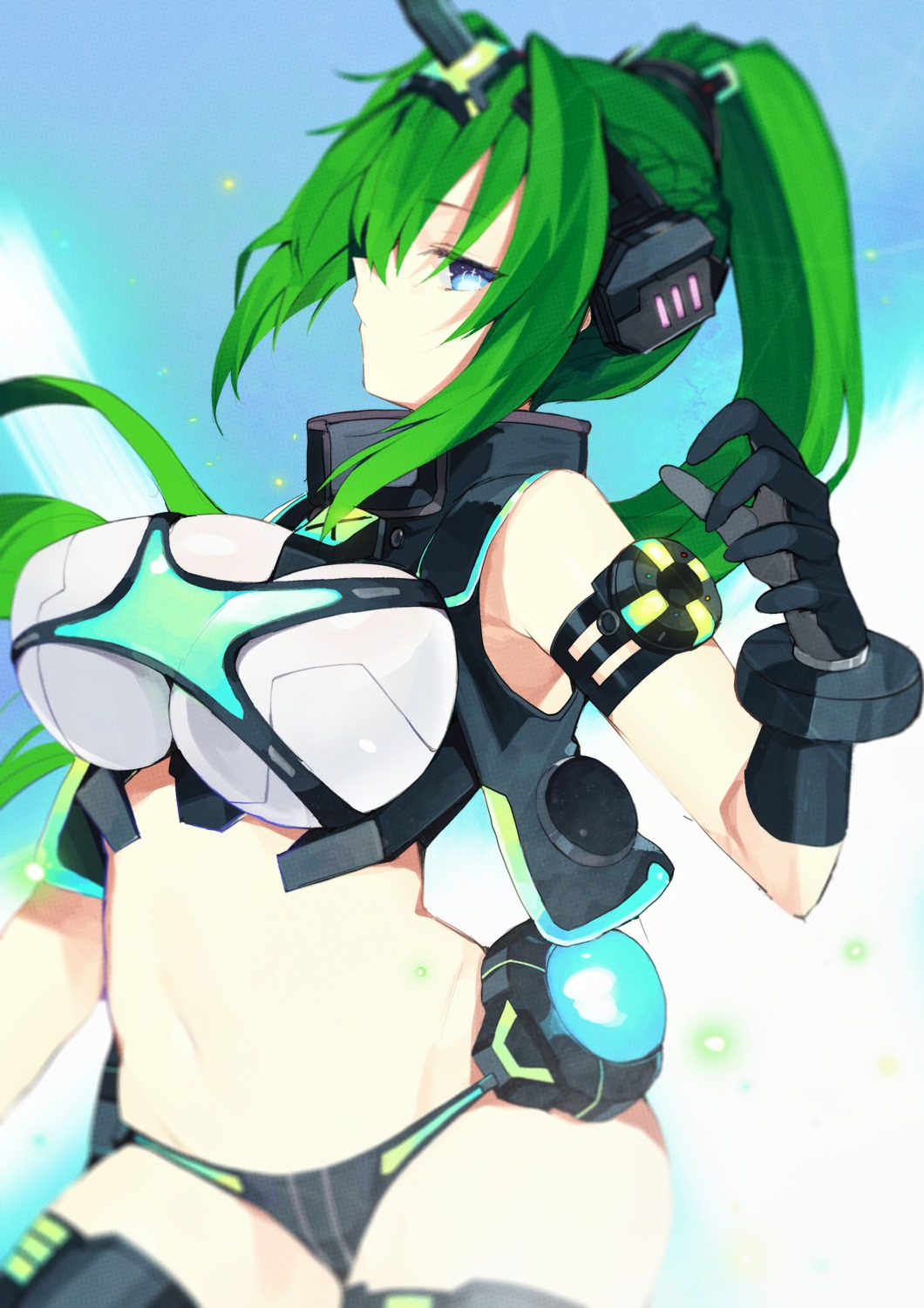 bikini_armor blancpig_yryr choujigen_game_neptune green_heart thighhighs