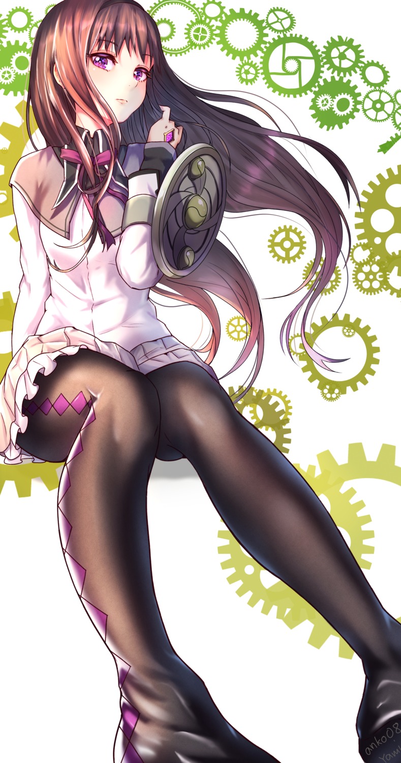 akemi_homura pantyhose puella_magi_madoka_magica skirt_lift yami_anko