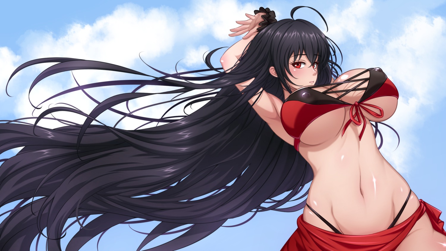 azur_lane bikini erect_nipples p-nekoe swimsuits taihou_(azur_lane) underboob