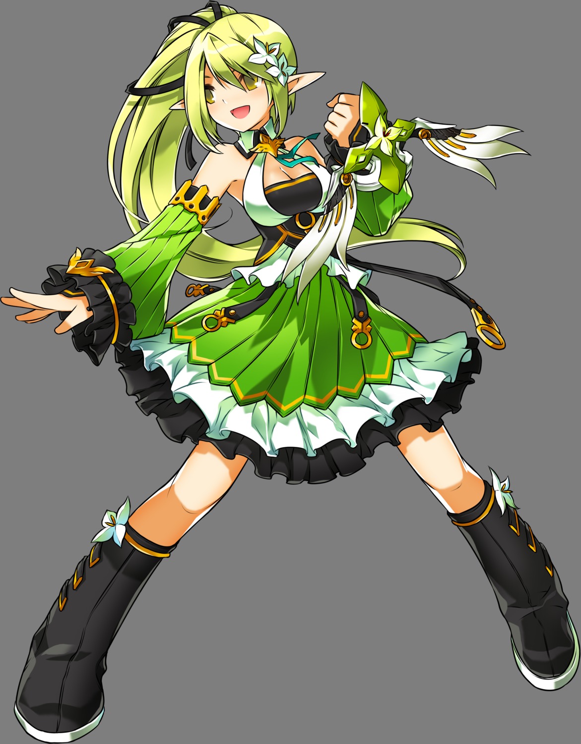 cleavage elf elsword pointy_ears rena_(elsword) transparent_png