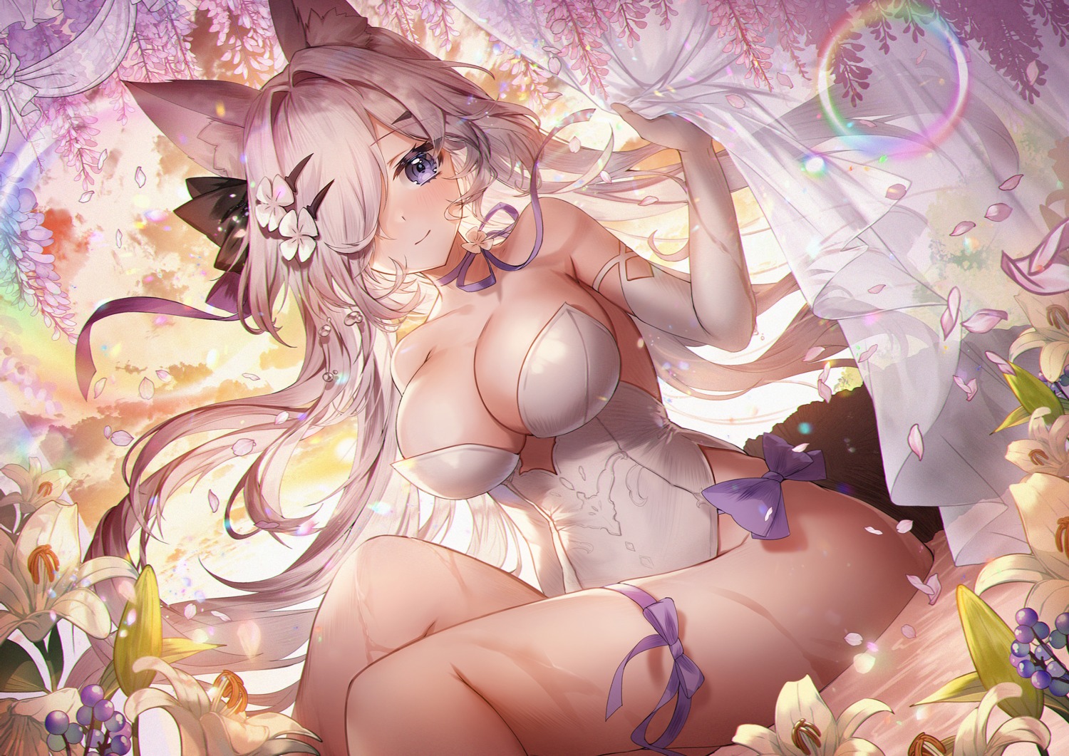 animal_ears apple_caramel garter no_bra red:_pride_of_eden sherry_(pride_of_eden) tail wet