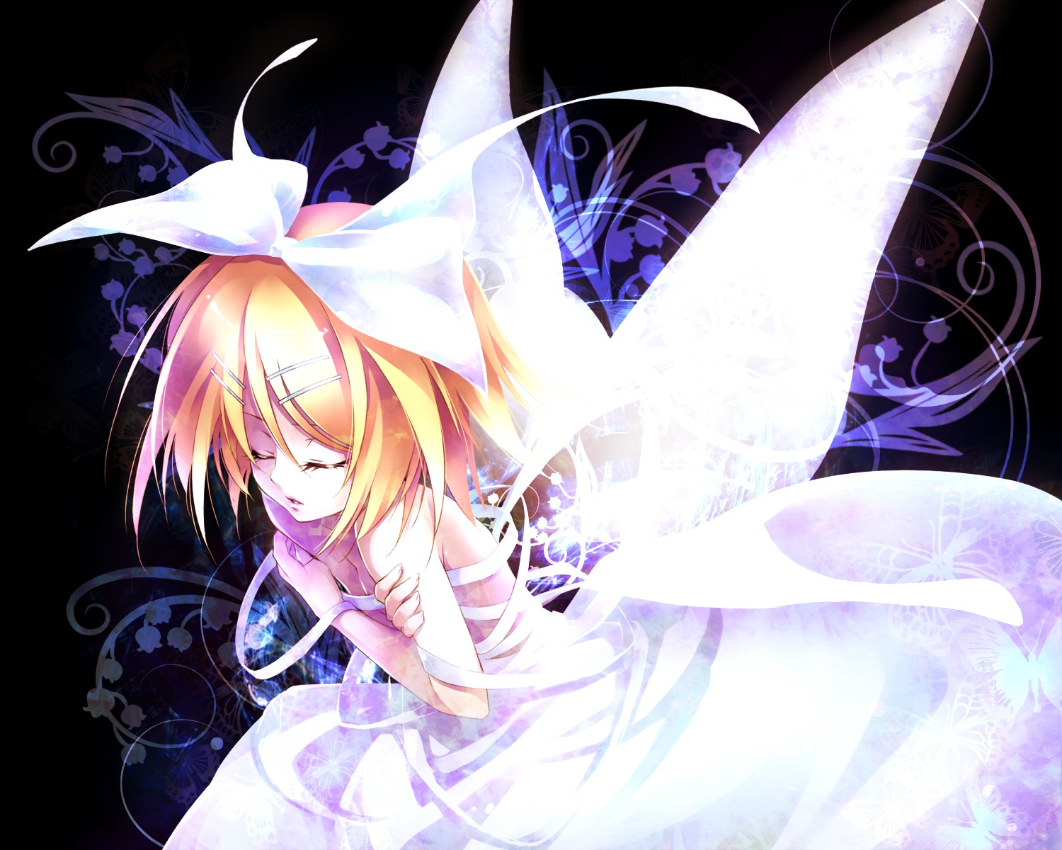 cleavage dress kagamine_rin ueno_tsuki vocaloid wings