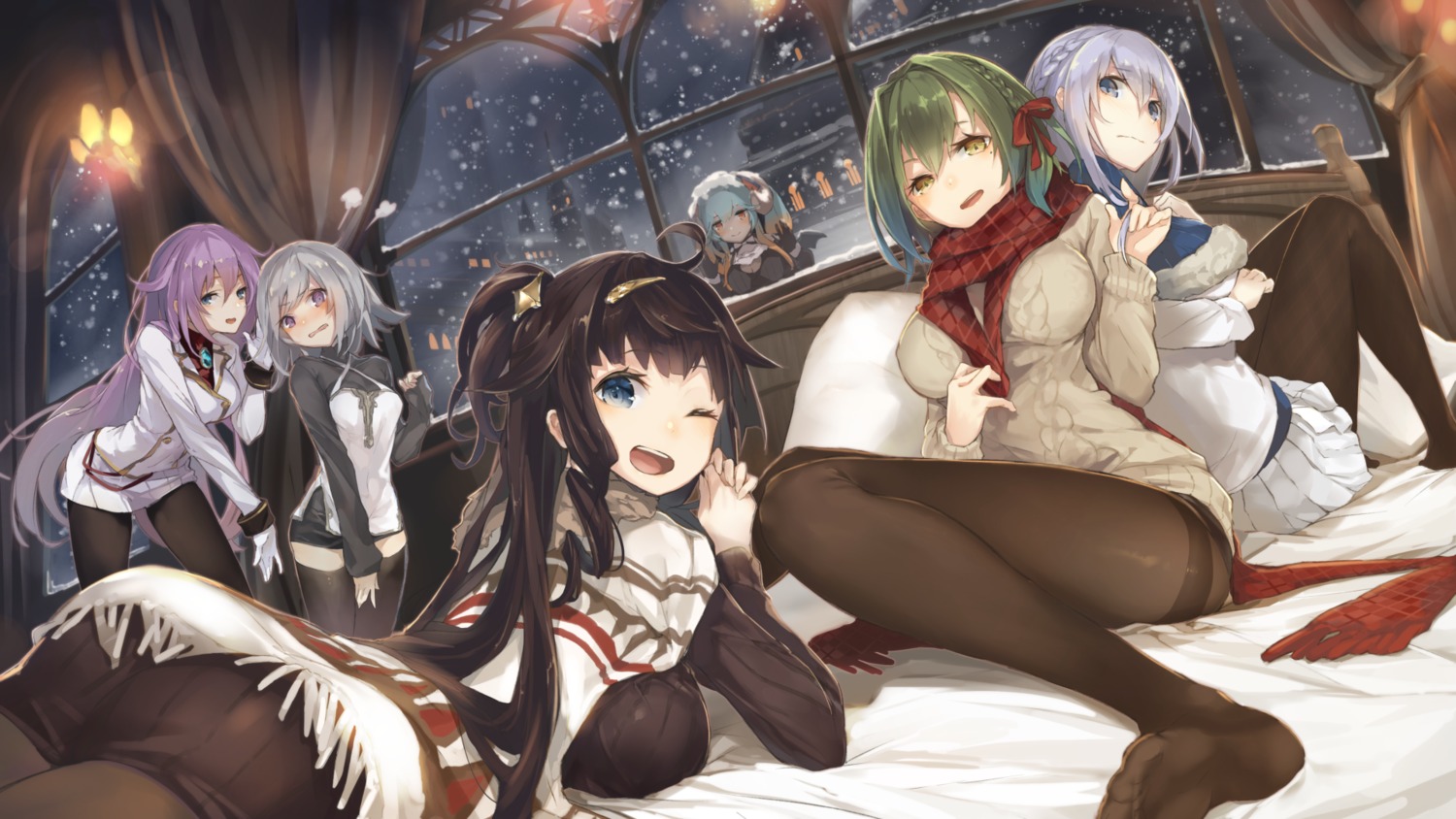 cruel_gz pantyhose sennen_sensou_aigis sweater thighhighs wallpaper