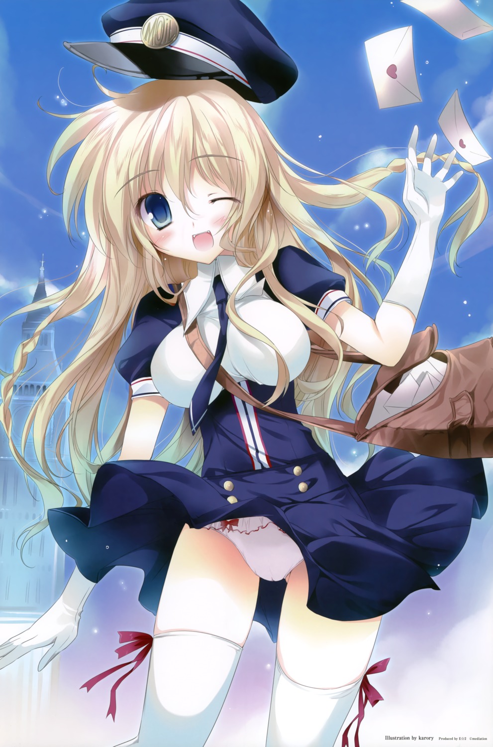 fixed karory pantsu skirt_lift thighhighs uniform