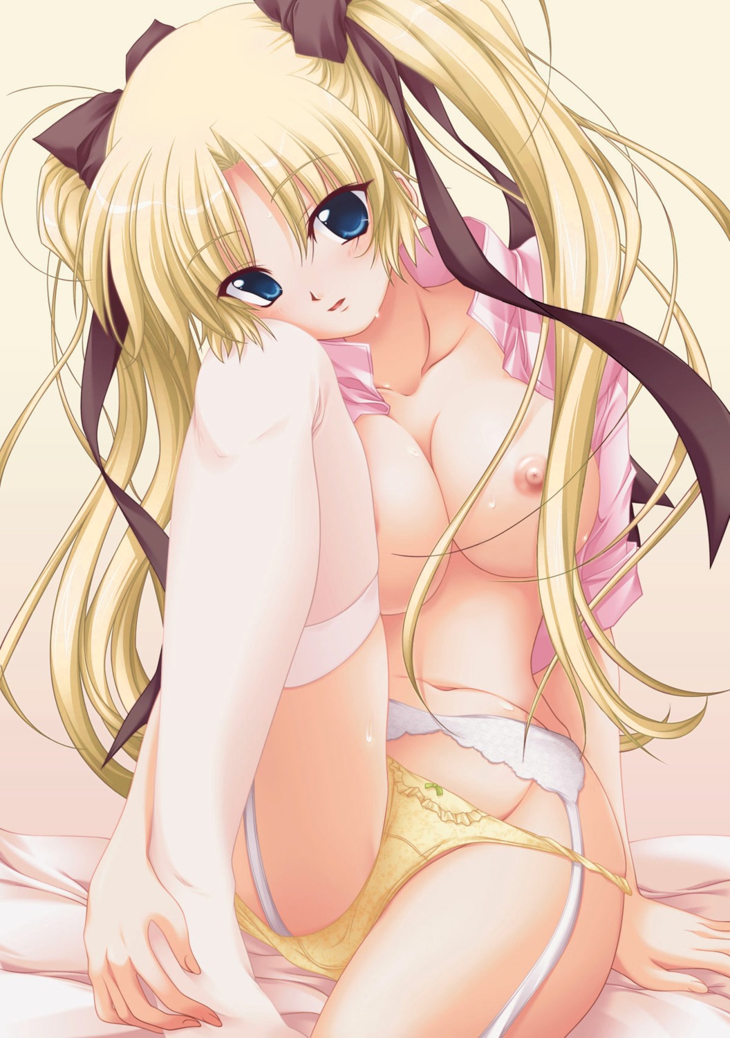 ayakaze_ryuushou breasts garter_belt nipples no_bra nurse_no_obenkyou open_shirt pantsu photoshop stockings thighhighs