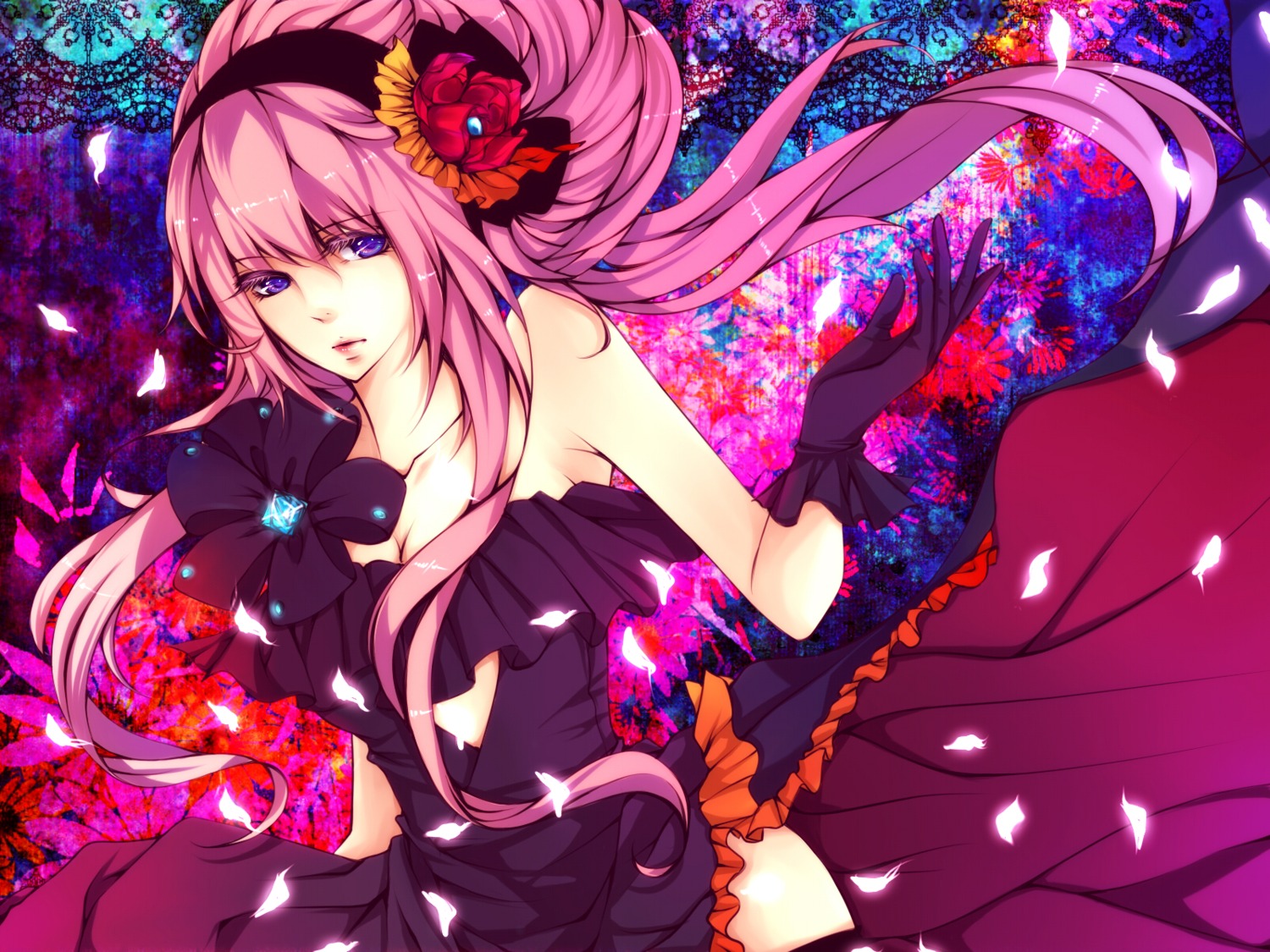 cleavage megurine_luka thighhighs vocaloid wallpaper zukiyuki