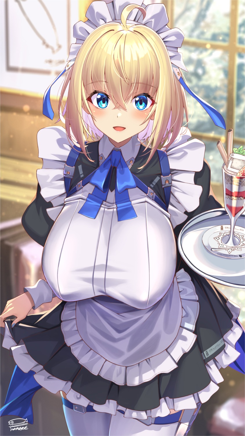 erect_nipples maid skirt_lift sophia_f_shirring takamine_nadare thighhighs