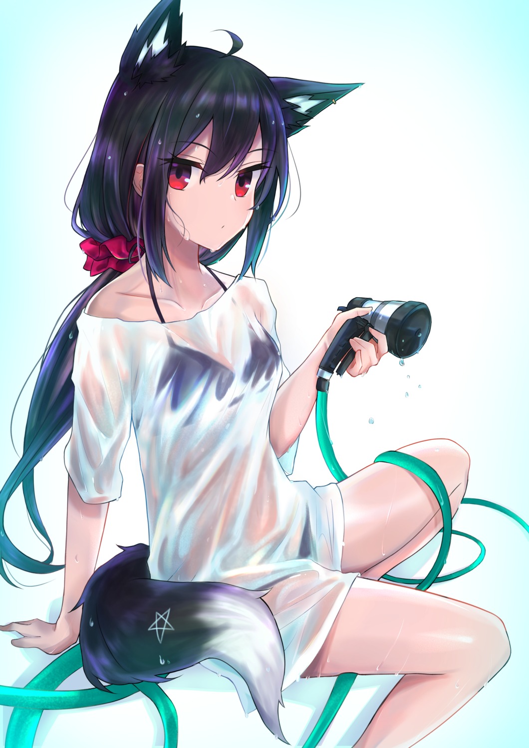 animal_ears bikini hololive hololive_gamers iwahada kitsune kurokami_fubuki see_through swimsuits tail wet wet_clothes