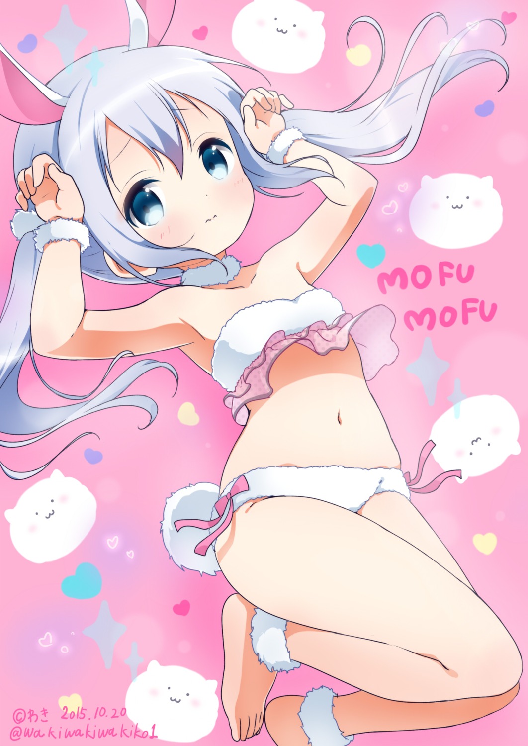 animal_ears bikini bunny_ears gochuumon_wa_usagi_desu_ka? kafuu_chino loli swimsuits tail waki_(pixiv2609622)