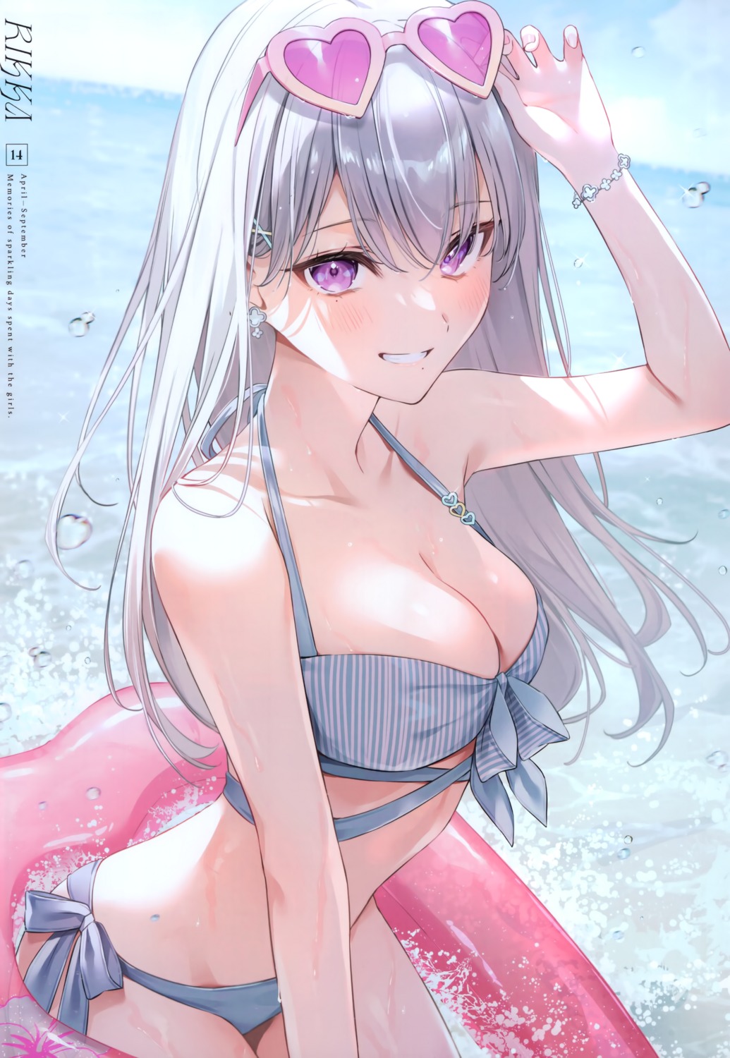 bikini hayate_(naka_mura) megane naka_mura rikka_(naka_mura) swimsuits wet