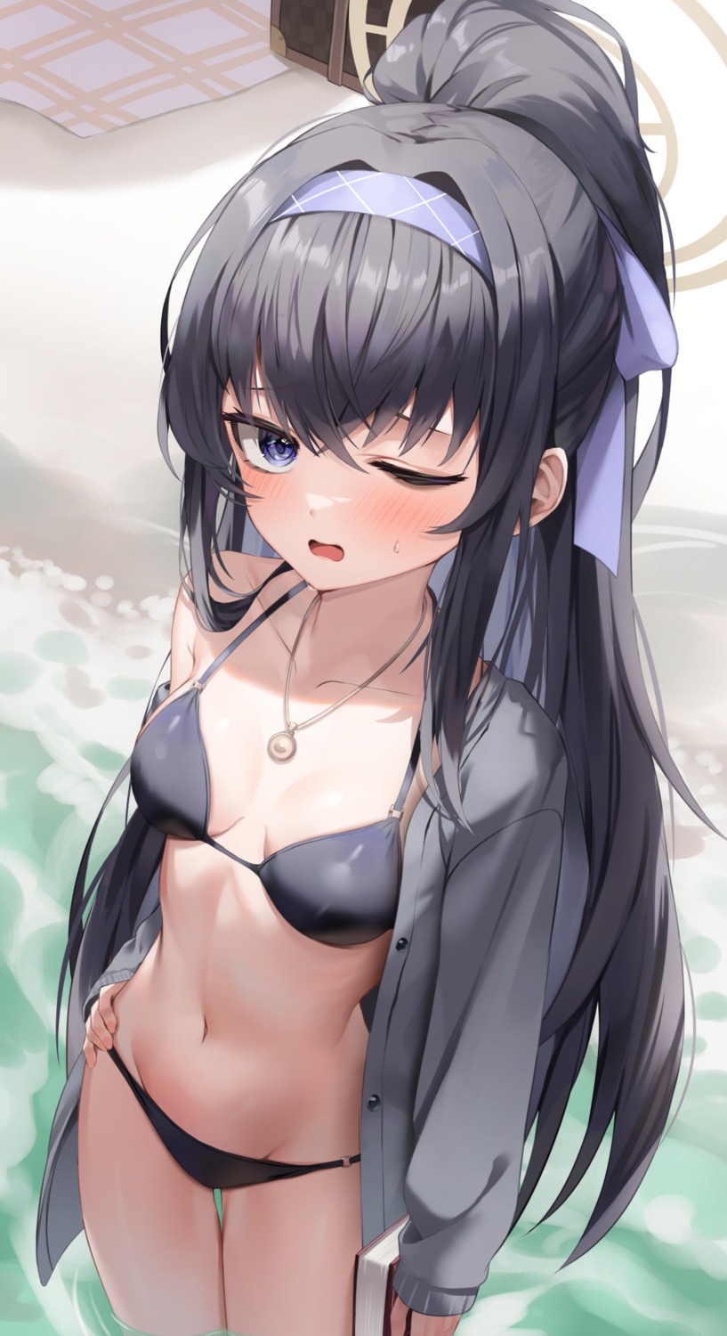 bikini blue_archive halo kozeki_ui open_shirt shuvi_(shuvi1125) swimsuits wet