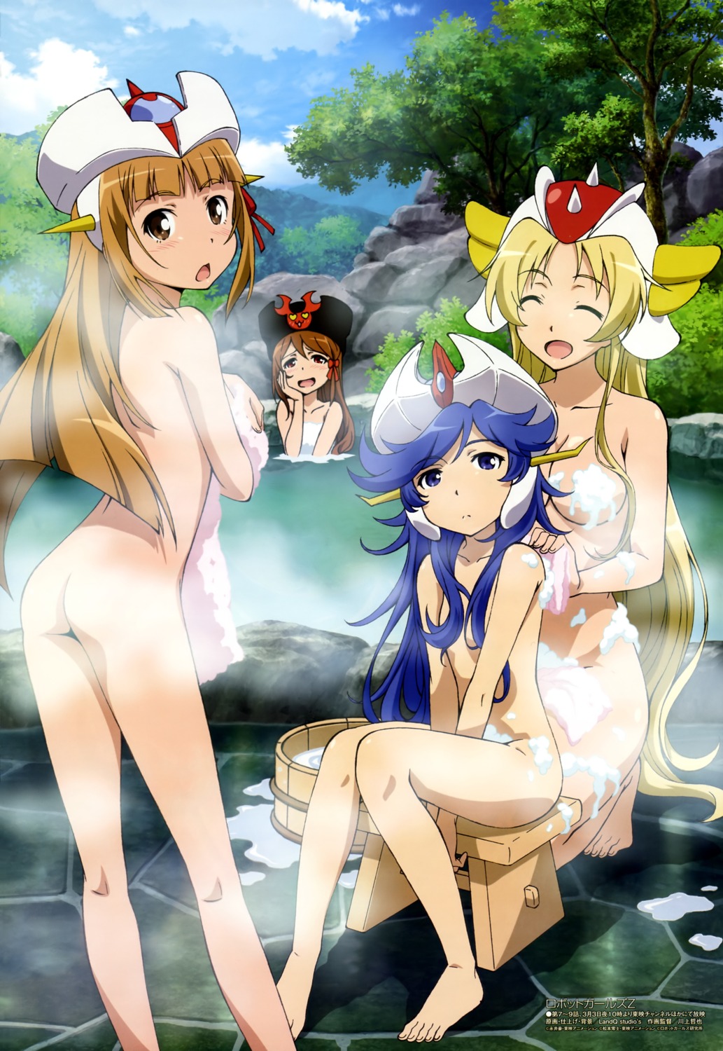 bathing gre-chan grenda-san minerva_x naked onsen robot_girls_z towel uno_makoto wet z-chan