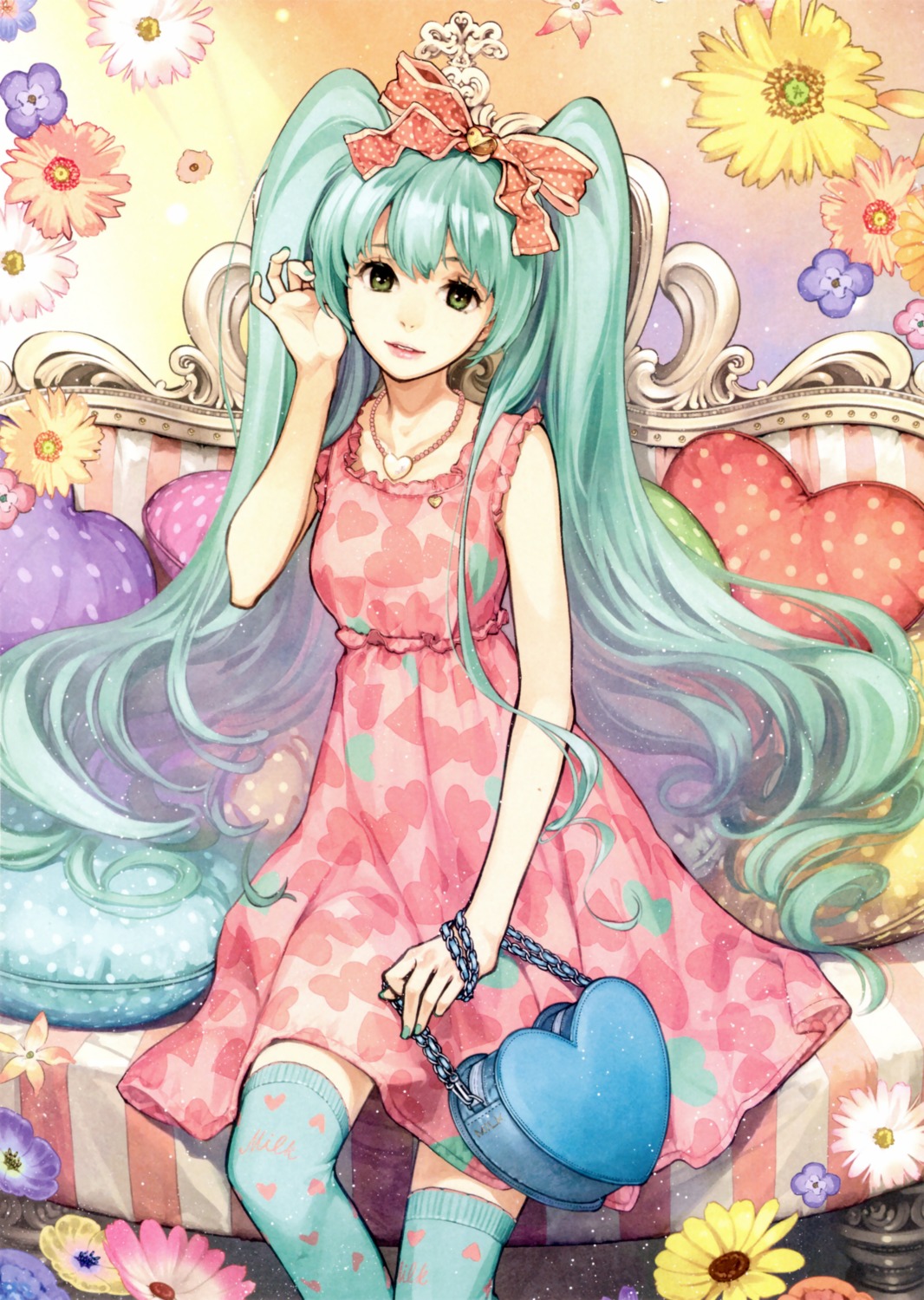 dress hatsune_miku hidari thighhighs vocaloid