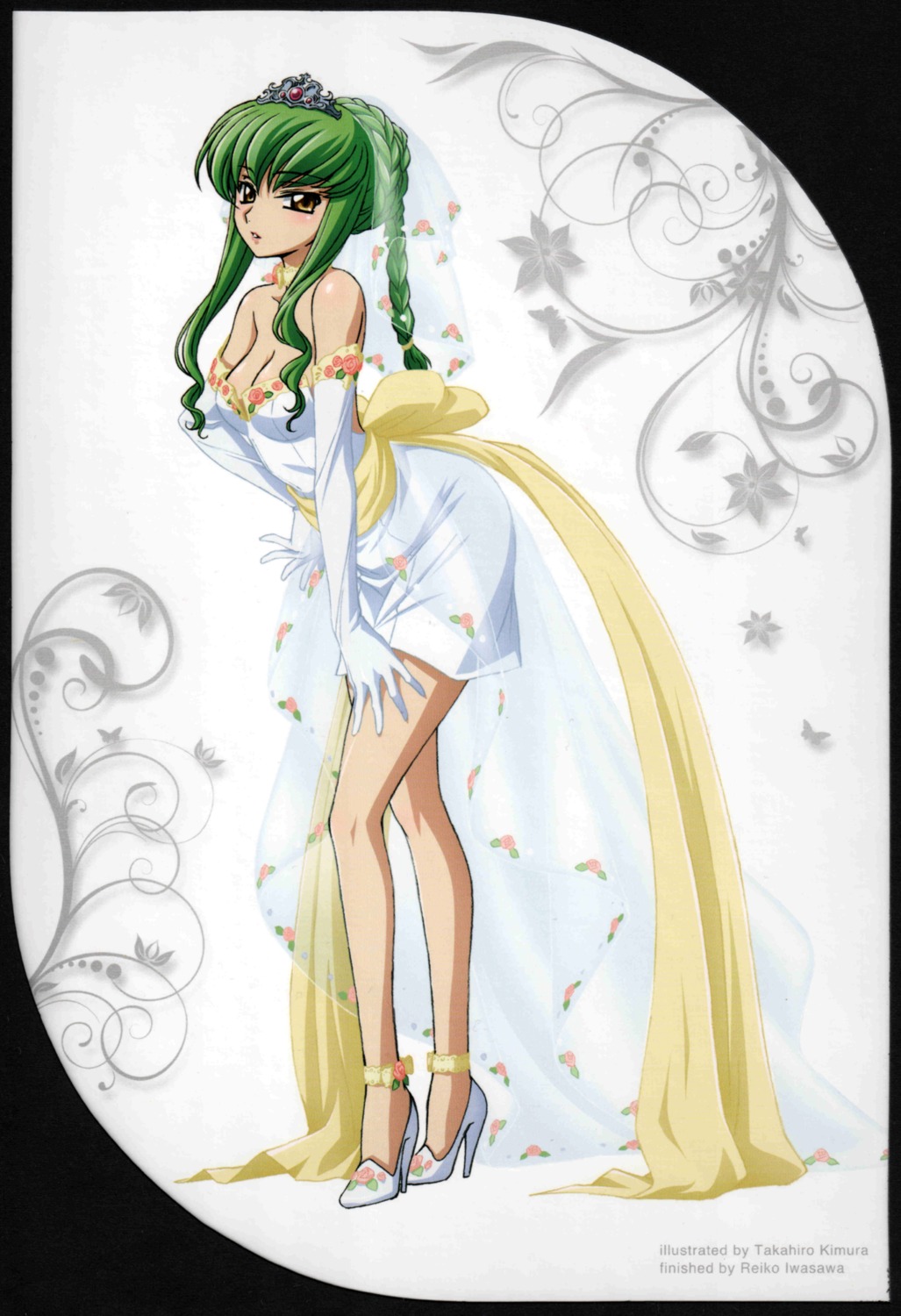 c.c. cleavage code_geass dress heels kimura_takahiro screening wedding_dress