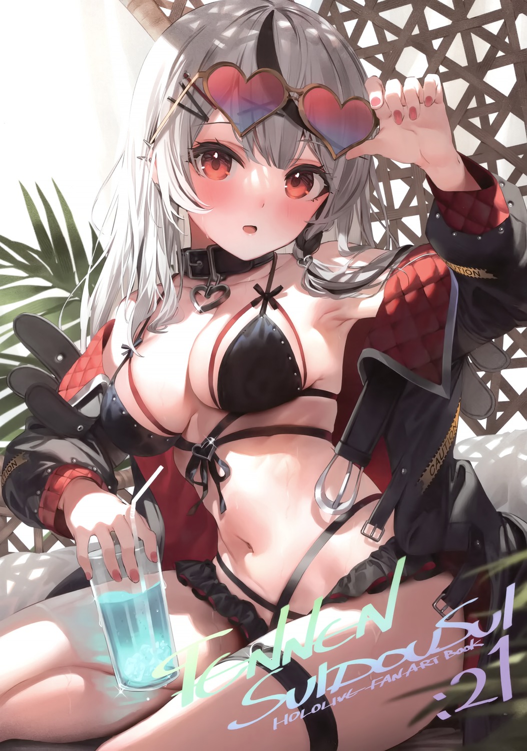 bikini garter hololive megane open_shirt paseri sakamata_chloe swimsuits