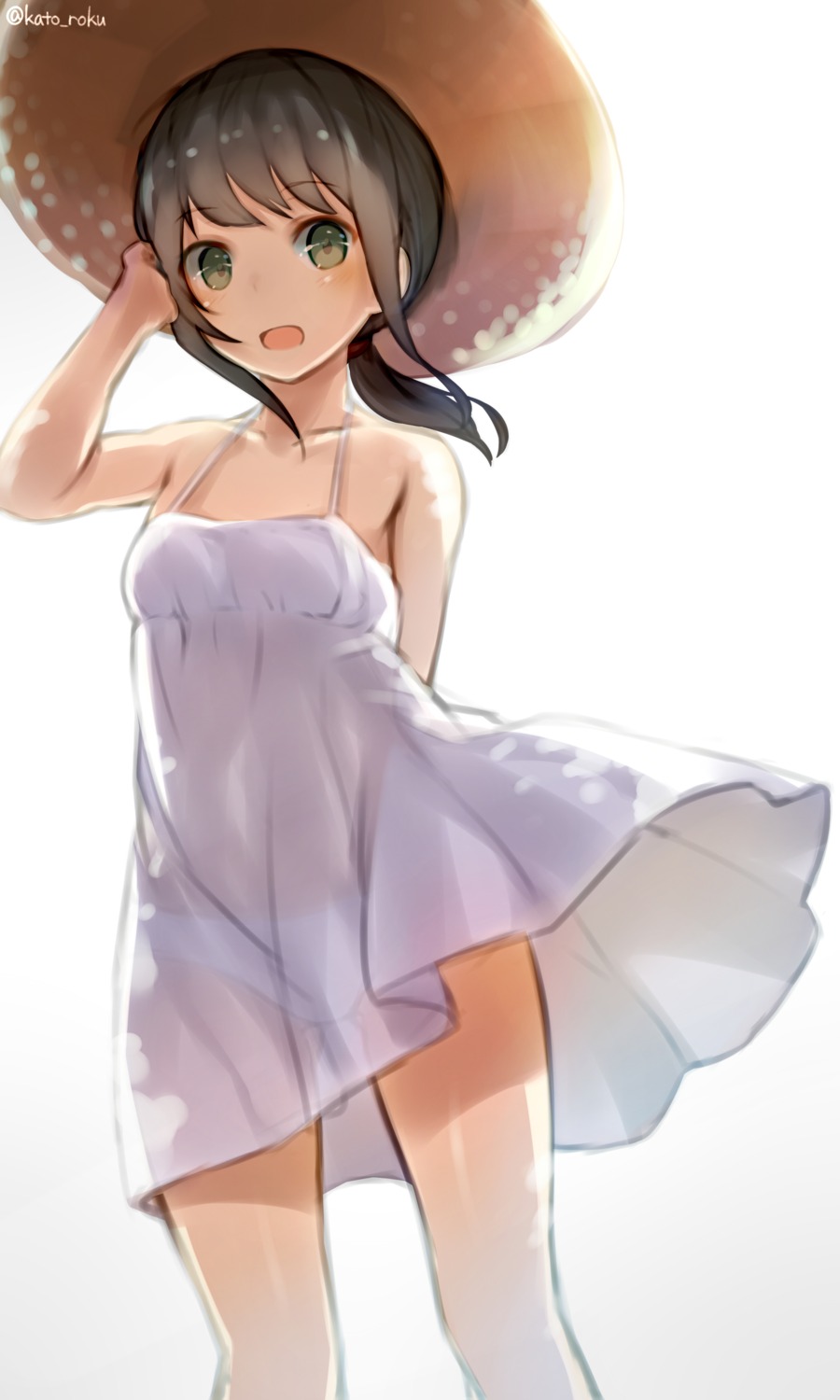 dress fubuki_(kancolle) kantai_collection kato_roku pantsu see_through summer_dress