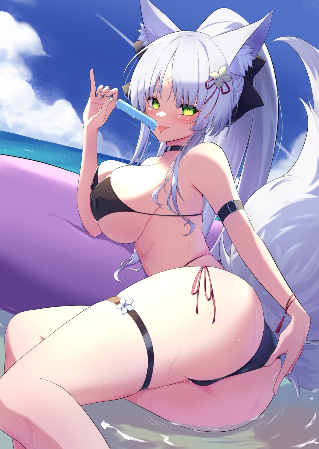 animal_ears ass bikini cocoablue23 garter swimsuits tail thong wet