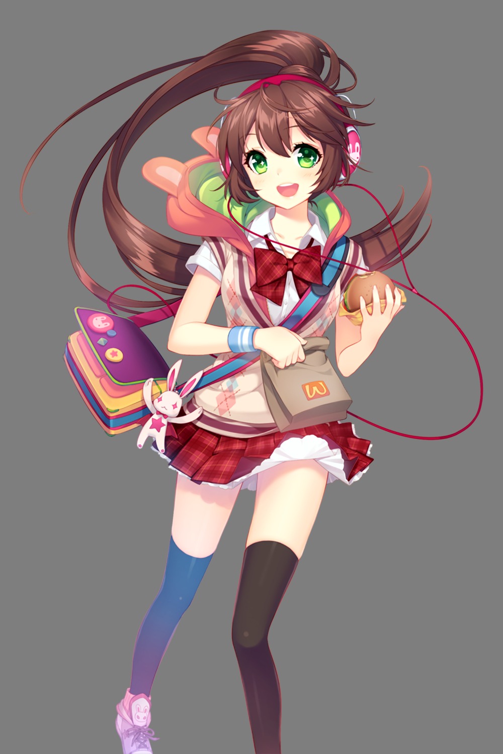 dmyo headphones seifuku soccer_spirits sweater thighhighs transparent_png