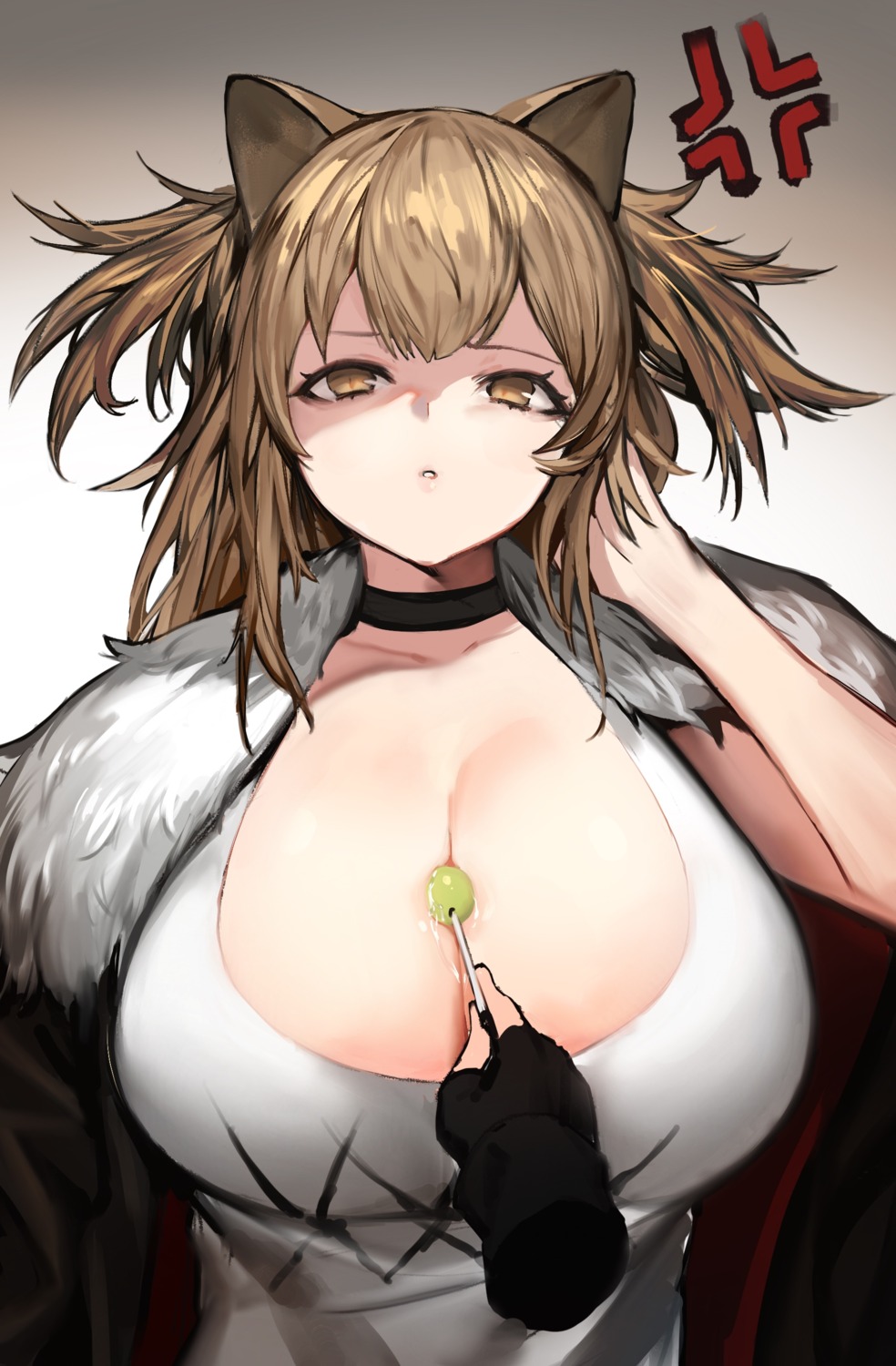 animal_ears arknights cleavage nandade9 siege_(arknights) wet