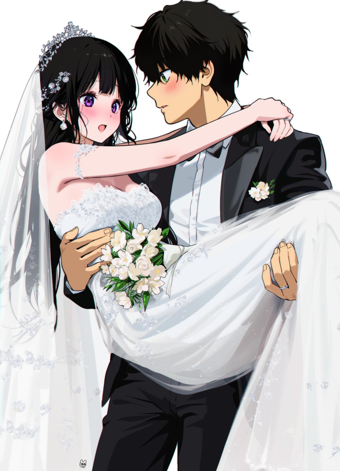 chitanda_eru dress hyouka mery_(yangmalgage) oreki_houtarou wedding_dress