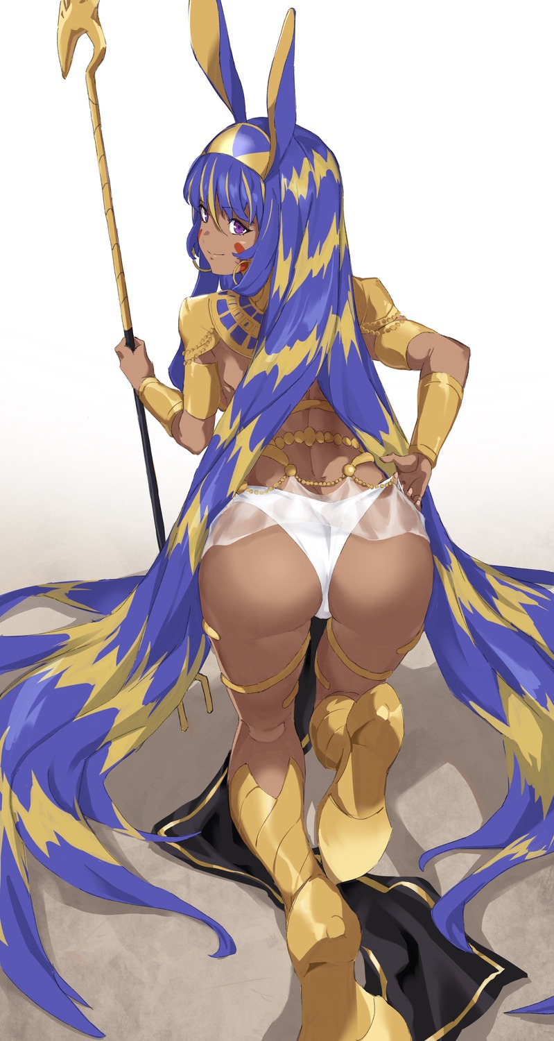 animal_ears ass bunny_ears fate/grand_order garter heels nitocris_(fate/grand_order) pantsu pretty-purin720 see_through thong weapon