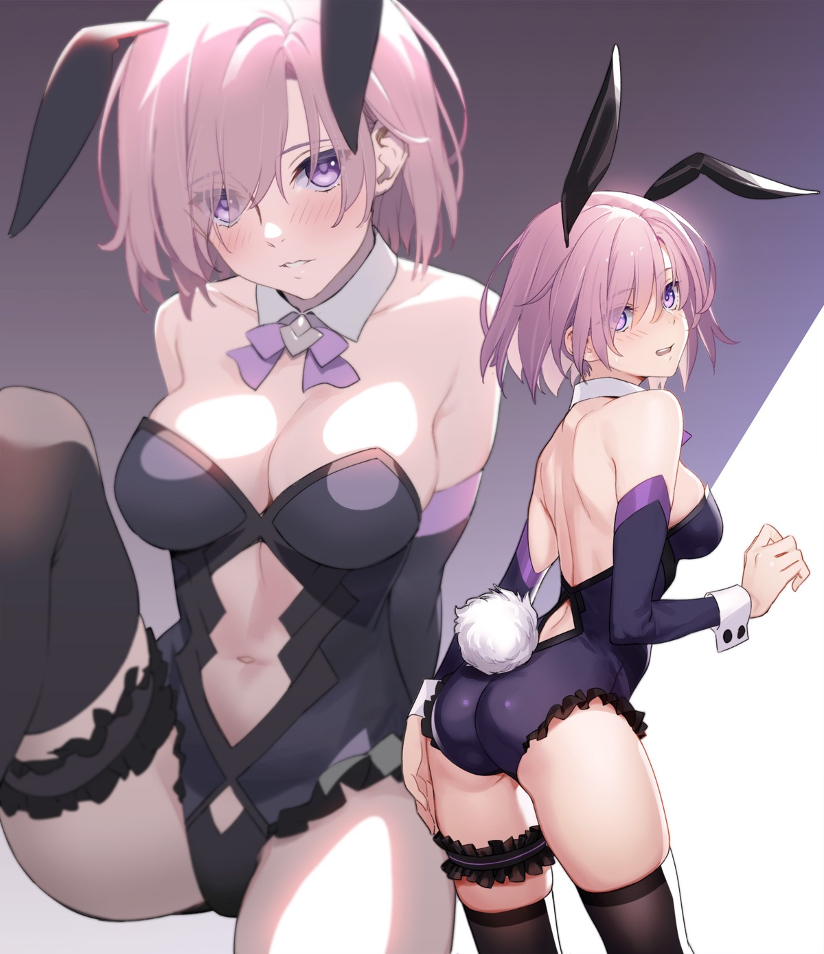 animal_ears ass bunny_ears bunny_girl fate/grand_order garter mash_kyrielight siino tail thighhighs