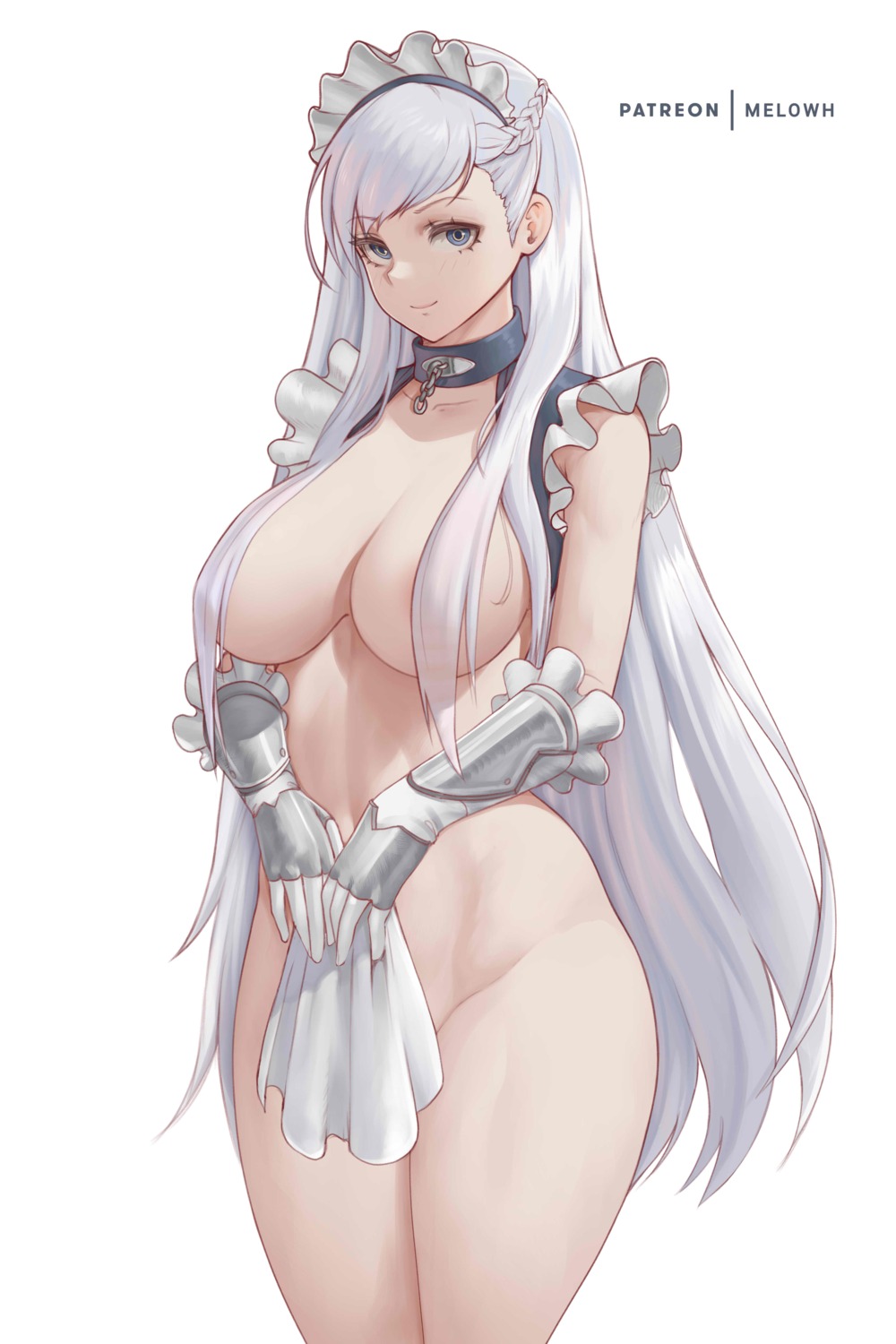 areola azur_lane belfast_(azur_lane) bottomless breasts maid melowh no_bra