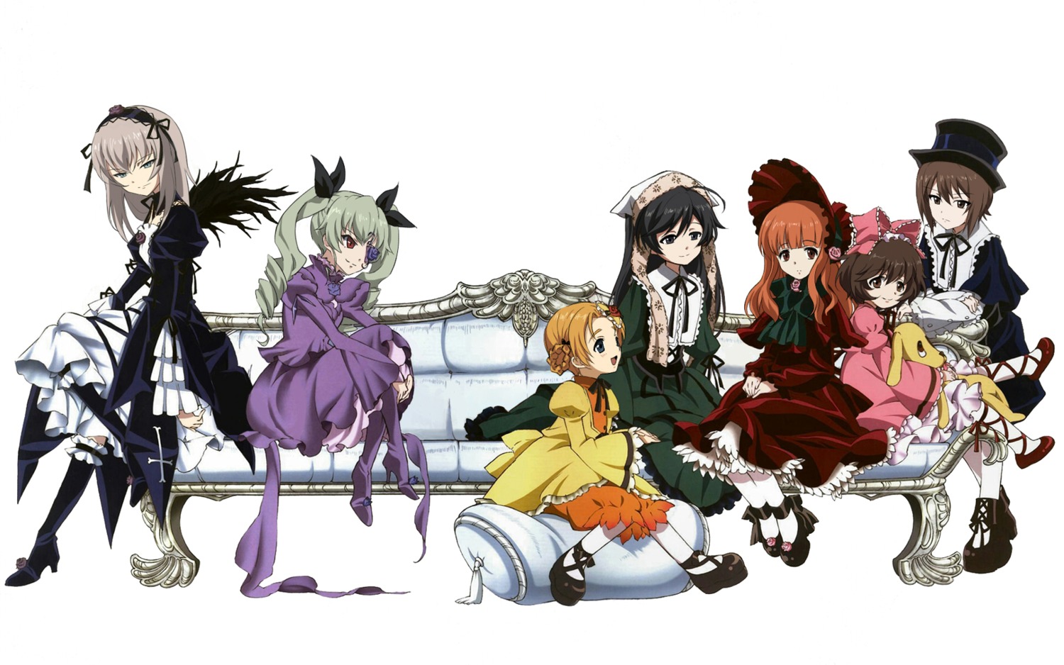 akiyama_yukari anchovy barasuishou dress eyepatch girls_und_panzer gothic_lolita heels heterochromia hina_ichigo isuzu_hana itsumi_erika kanaria lolita_fashion nishizumi_maho orange_pekoe rozen_maiden shinku souseiseki suigintou suiseiseki takebe_saori thorn_(ashthorn)