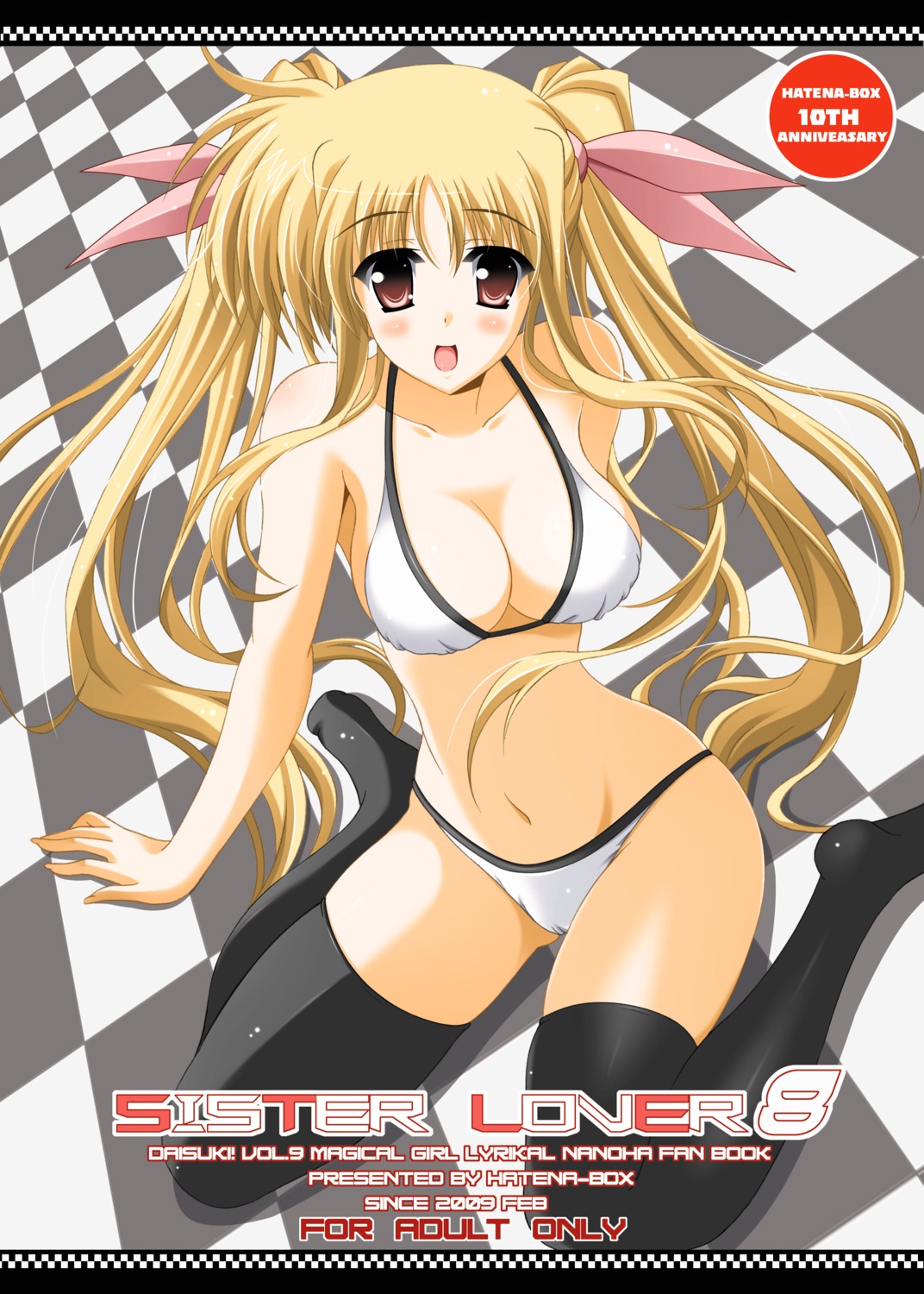 bikini cleavage fate_testarossa hatena-box mahou_shoujo_lyrical_nanoha mahou_shoujo_lyrical_nanoha_strikers oda_kenichi swimsuits thighhighs