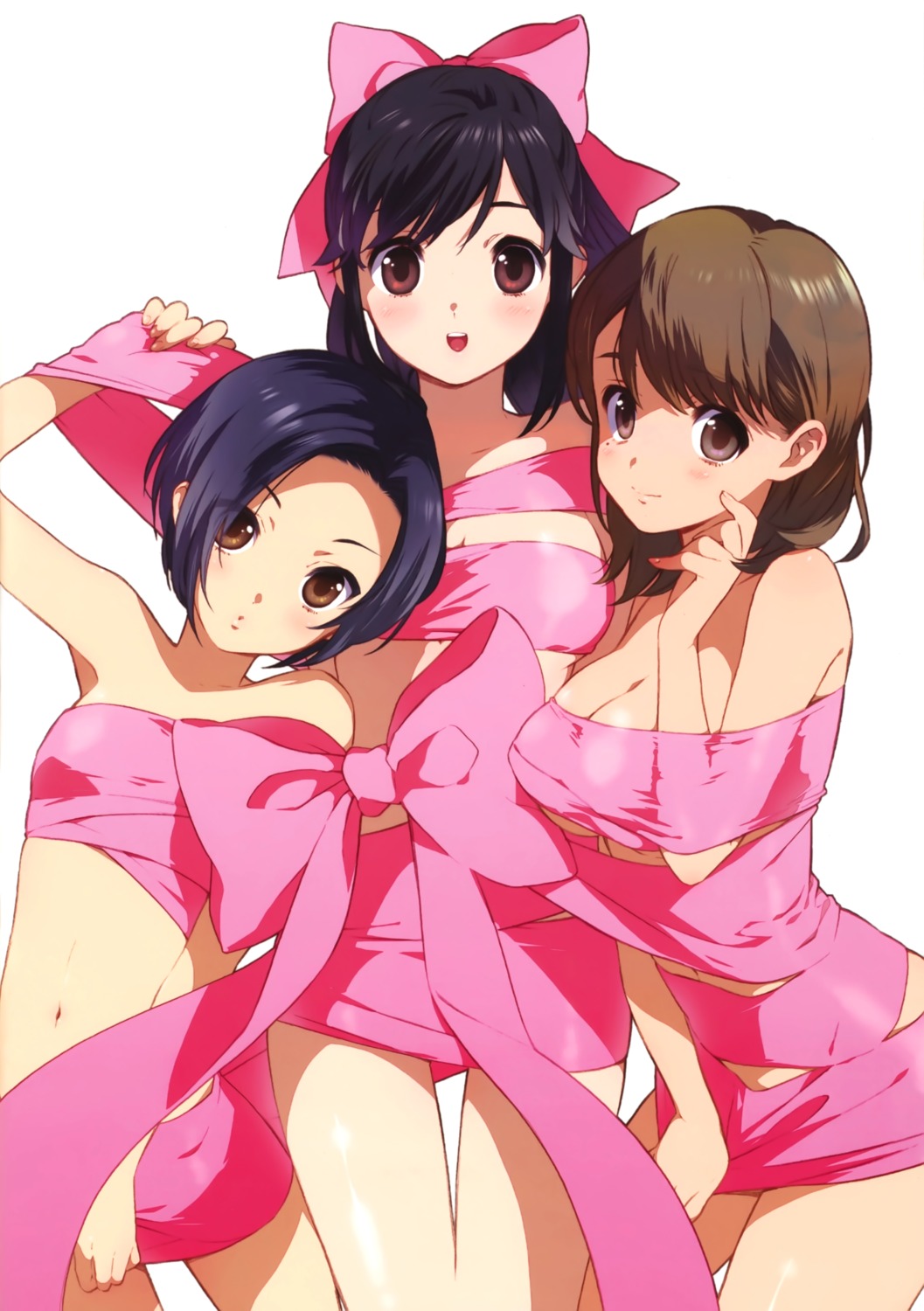 anegasaki_nene cleavage kobayakawa_rinko love_plus naked_ribbon takane_manaka zekkyou