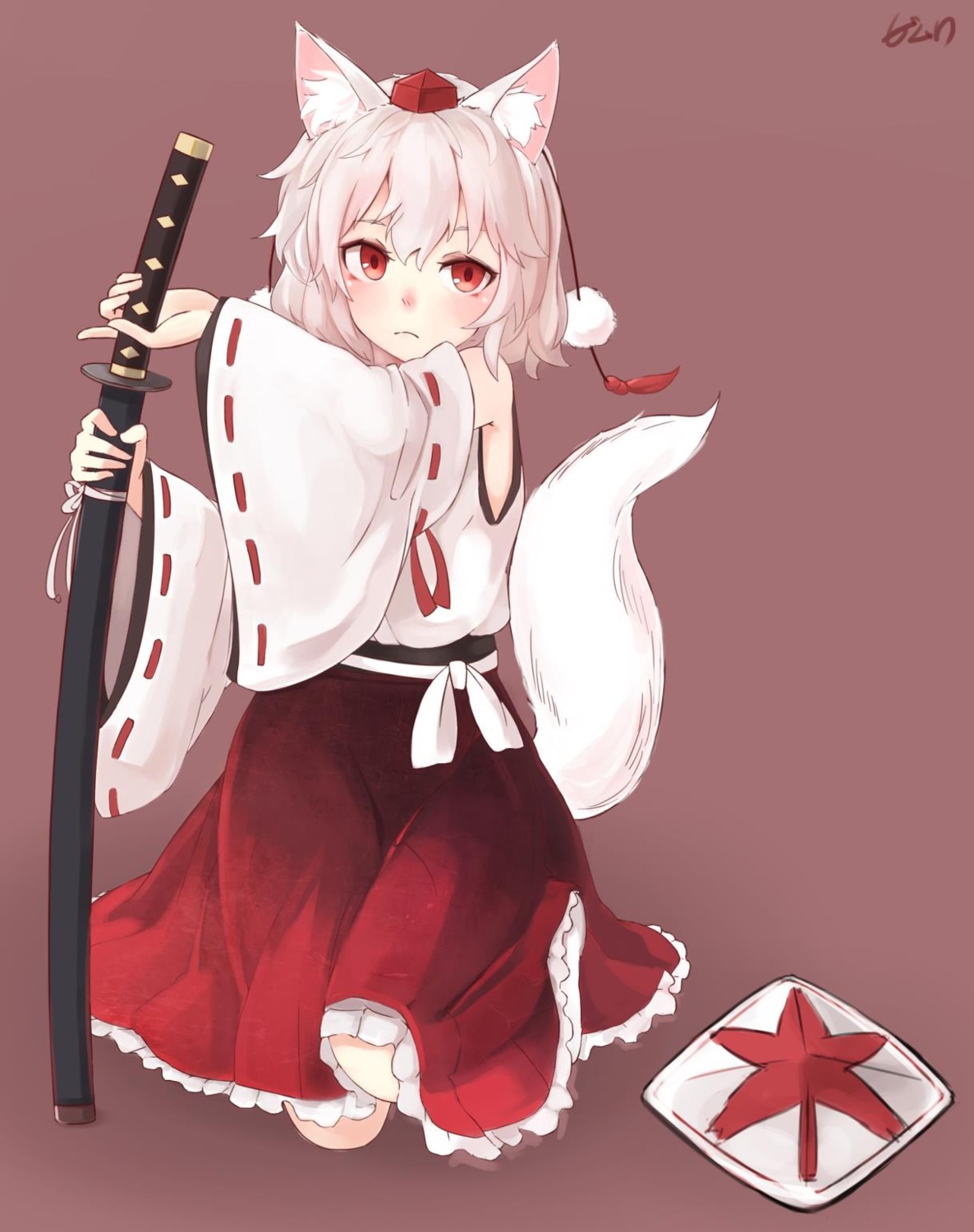 animal_ears bimuri inubashiri_momiji sword tail touhou