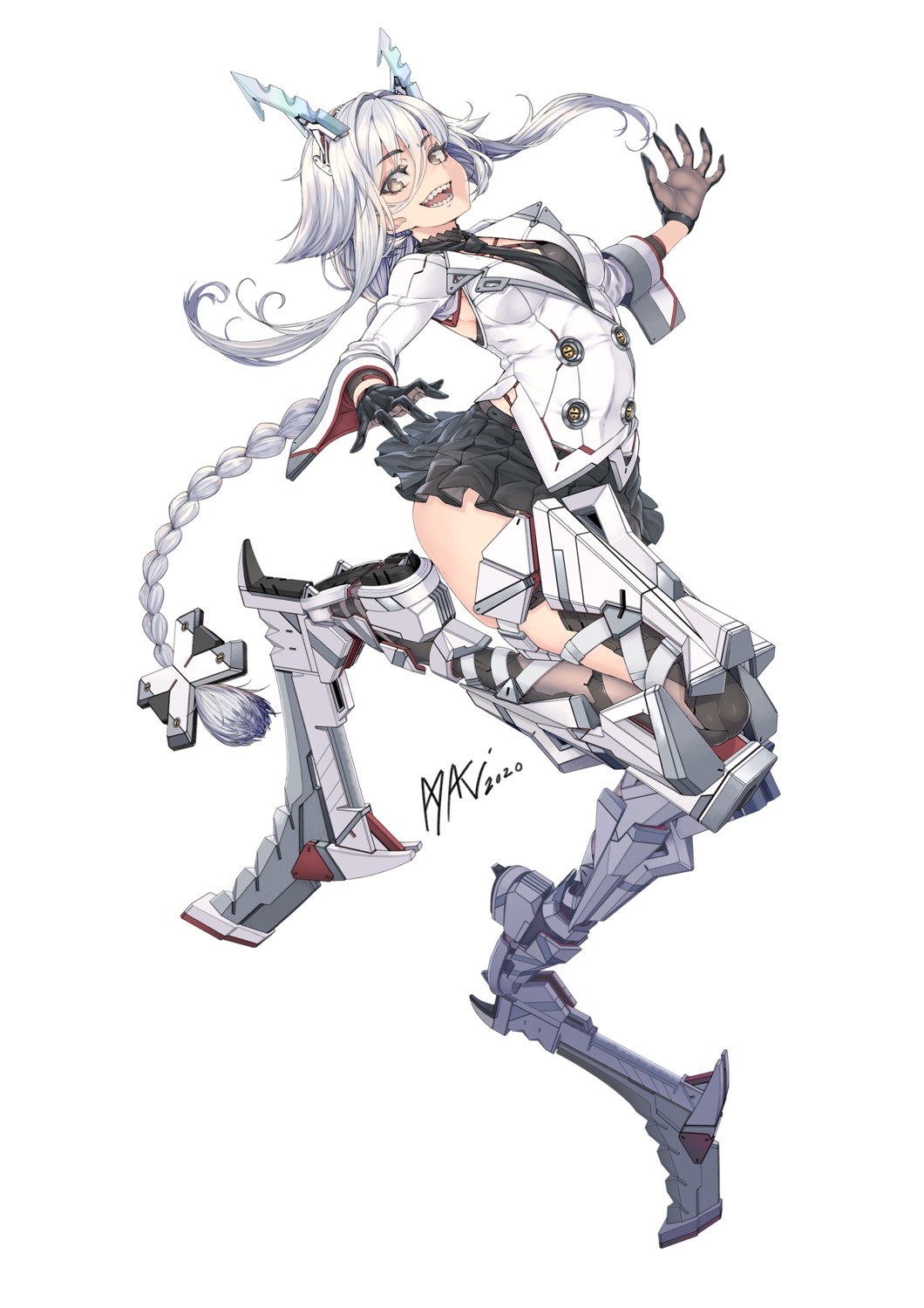 ayaki mecha_musume skirt_lift uniform