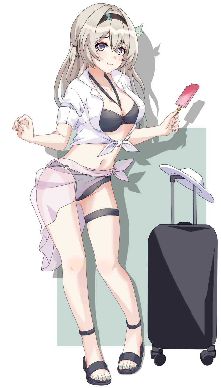 bikini dress_shirt firefly garter honkai:_star_rail maxwelzy open_shirt see_through swimsuits