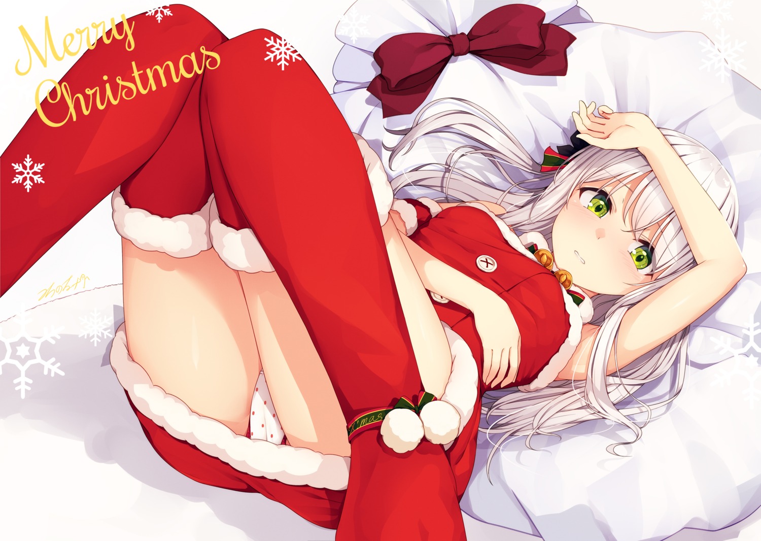 cameltoe christmas dress mitoko_(tsuchikure) pantsu thighhighs tsuchikure