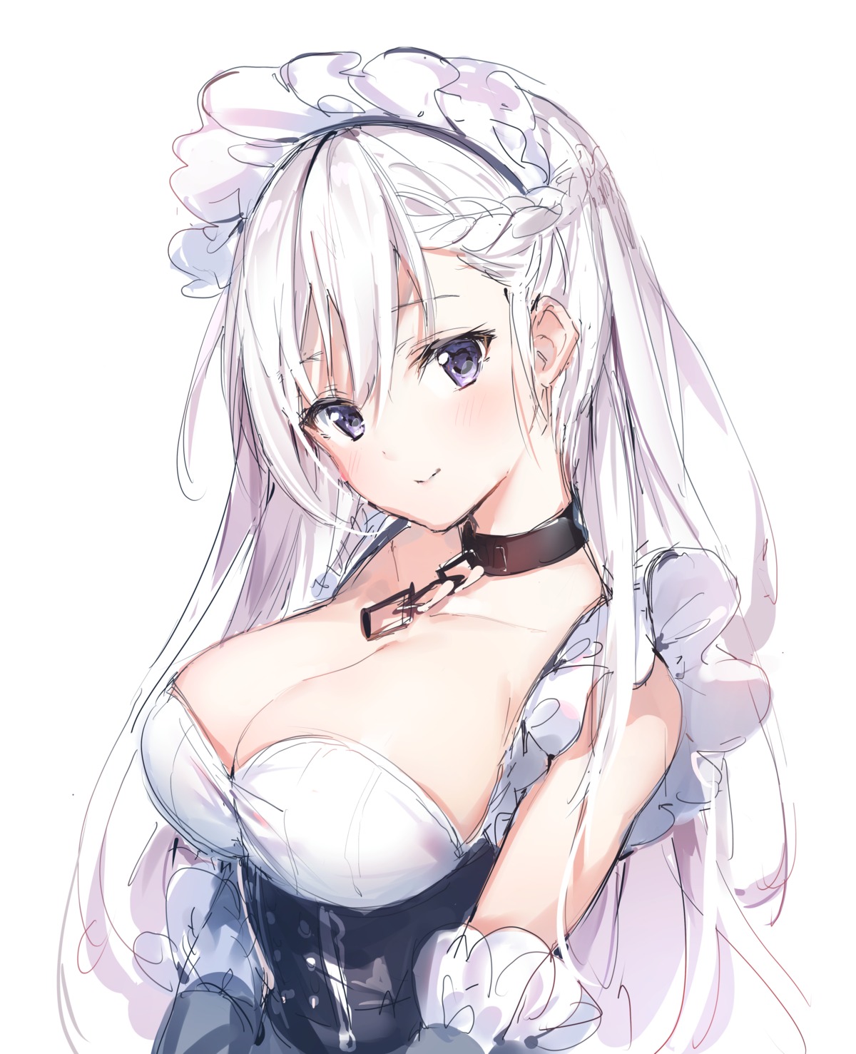 azur_lane belfast_(azur_lane) cleavage maid sketch umibouzu