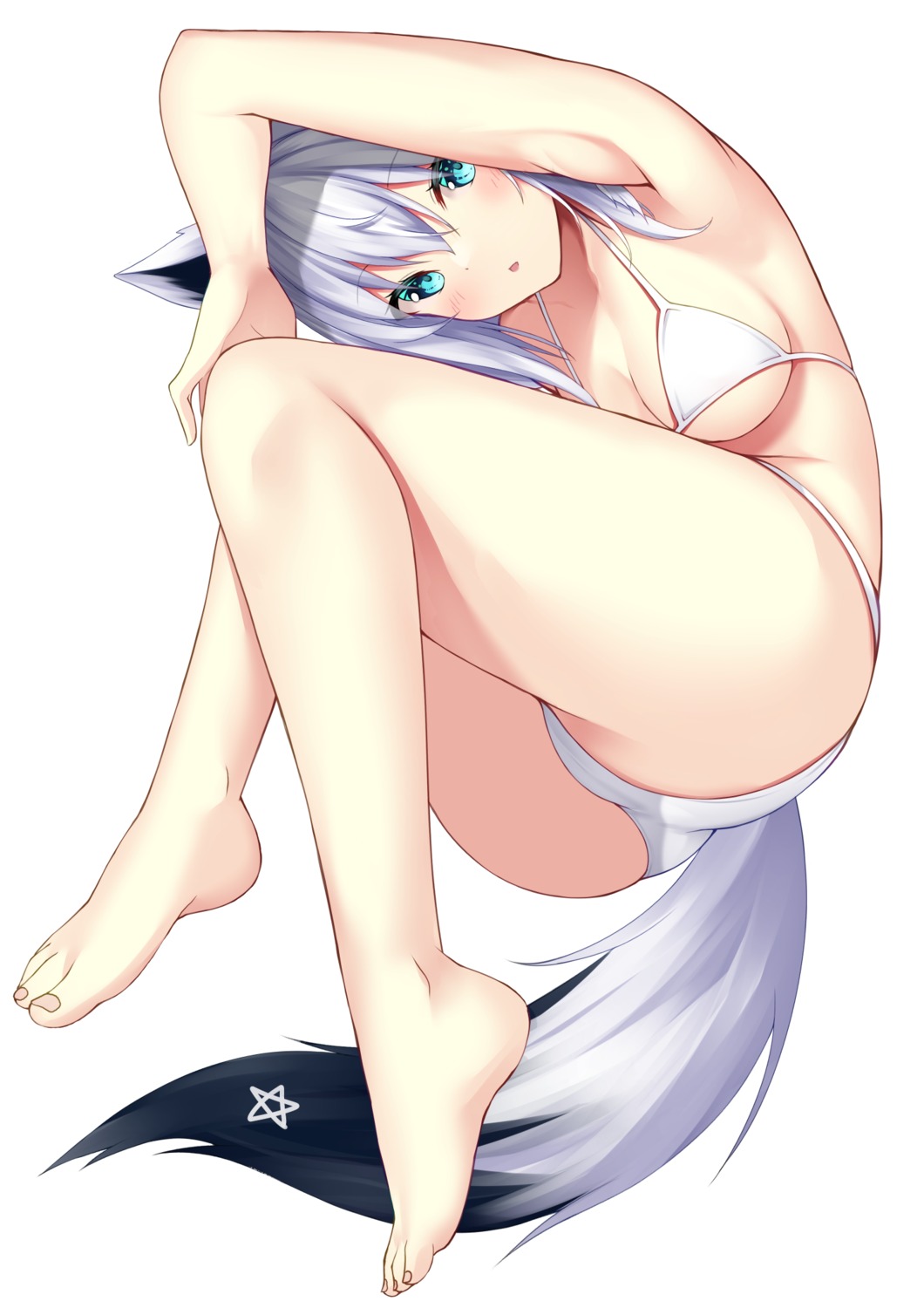 animal_ears bikini feet hololive hololive_gamers kitsune koko_sokodoko shirakami_fubuki swimsuits tail thong