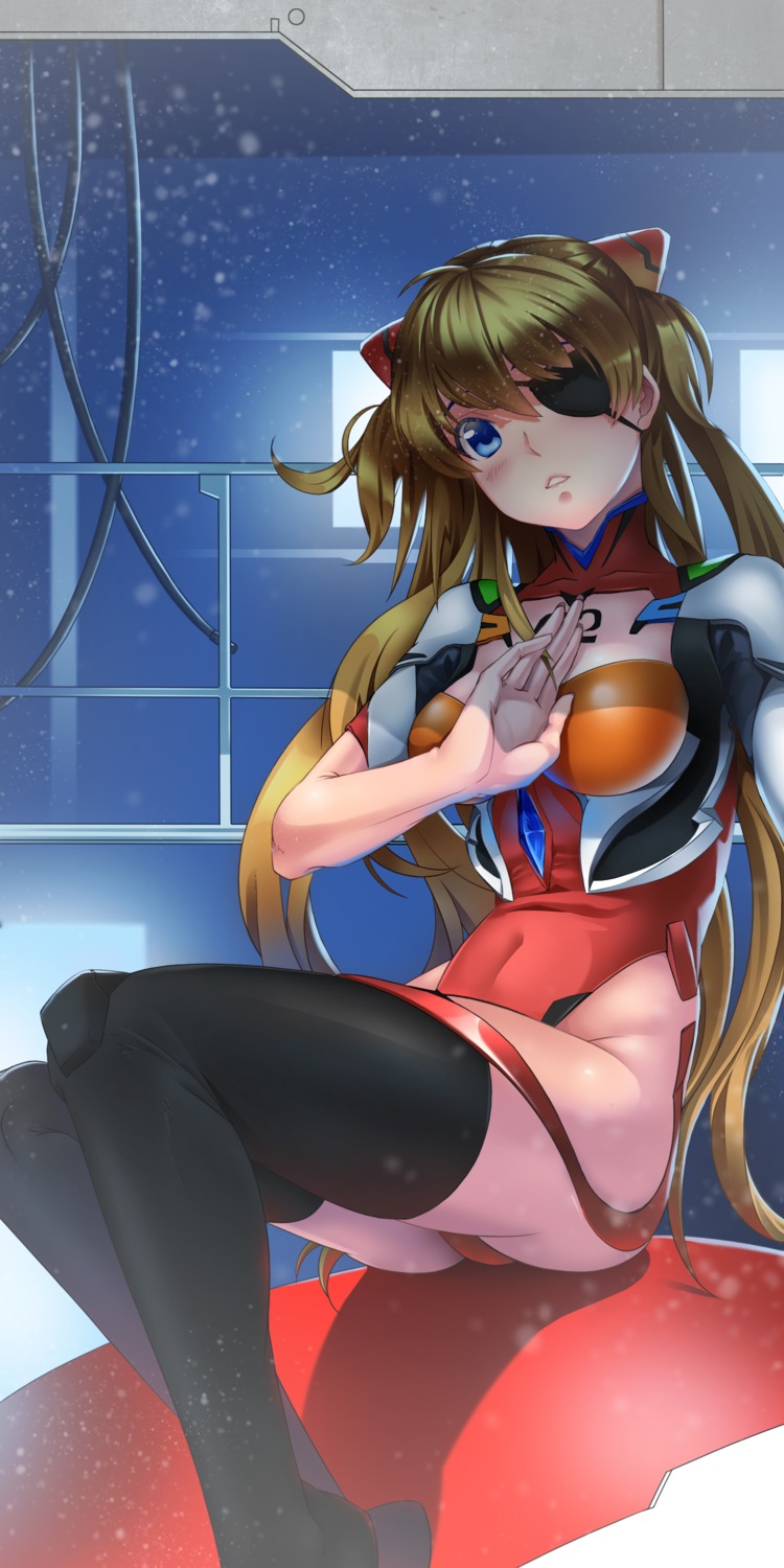 bodysuit eyepatch neon_genesis_evangelion nopan souryuu_asuka_langley stars thighhighs