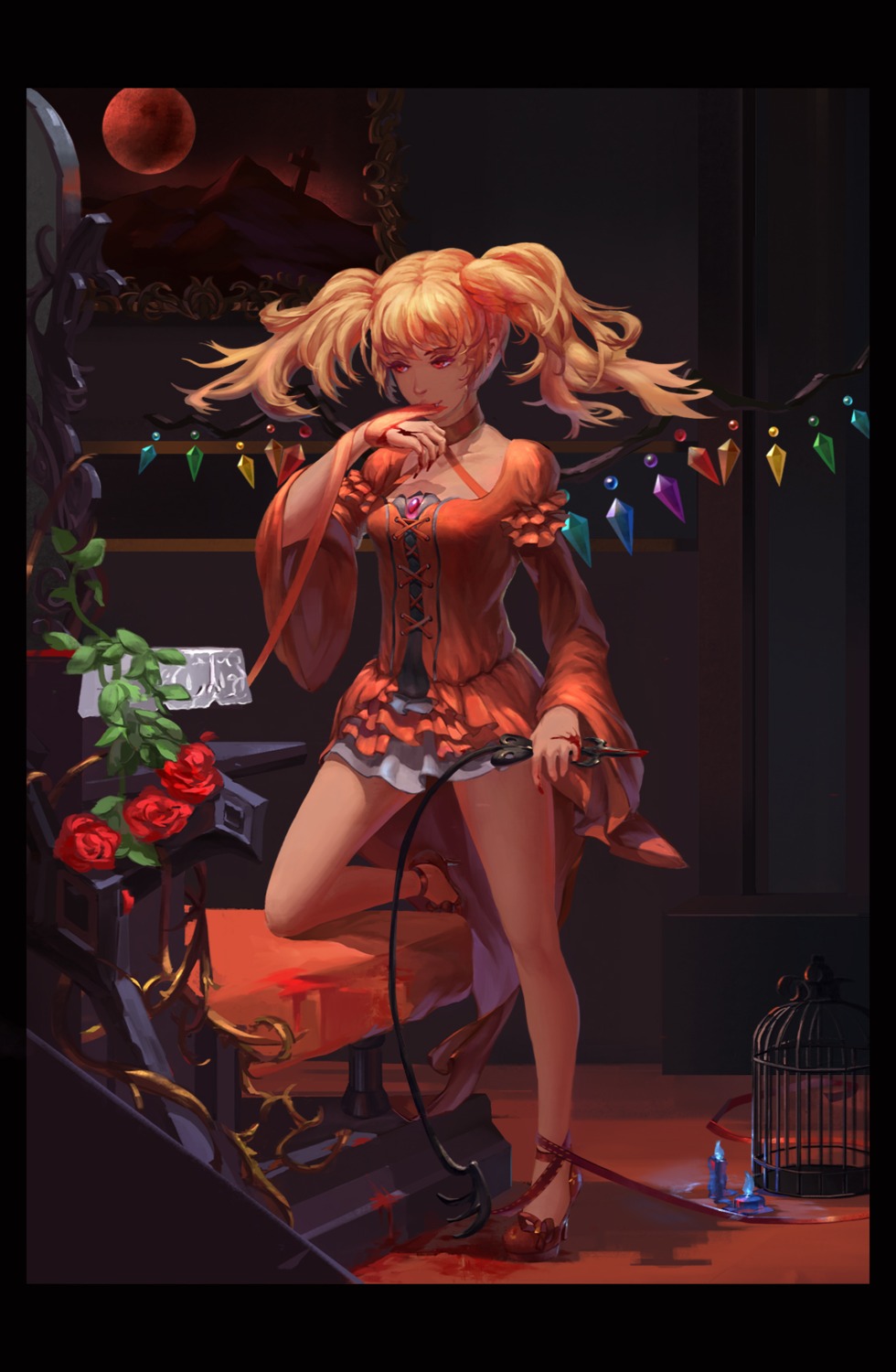 blood dress flandre_scarlet heels polskash touhou weapon wings