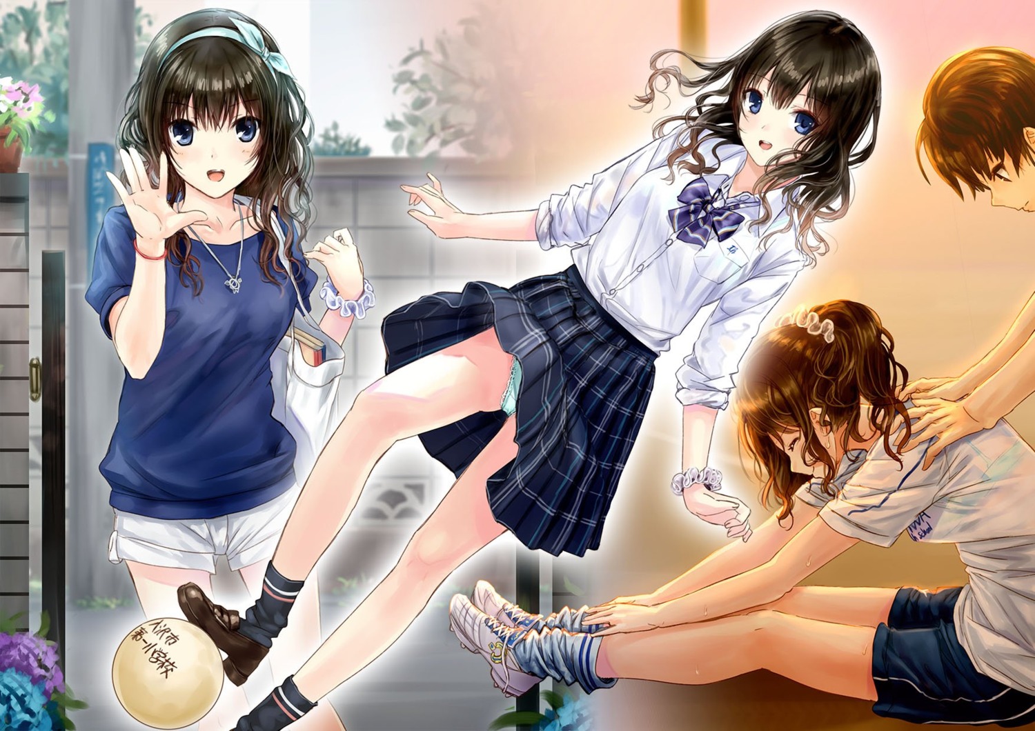 bra gym_uniform kazuharu_kina pantsu see_through seifuku wet_clothes