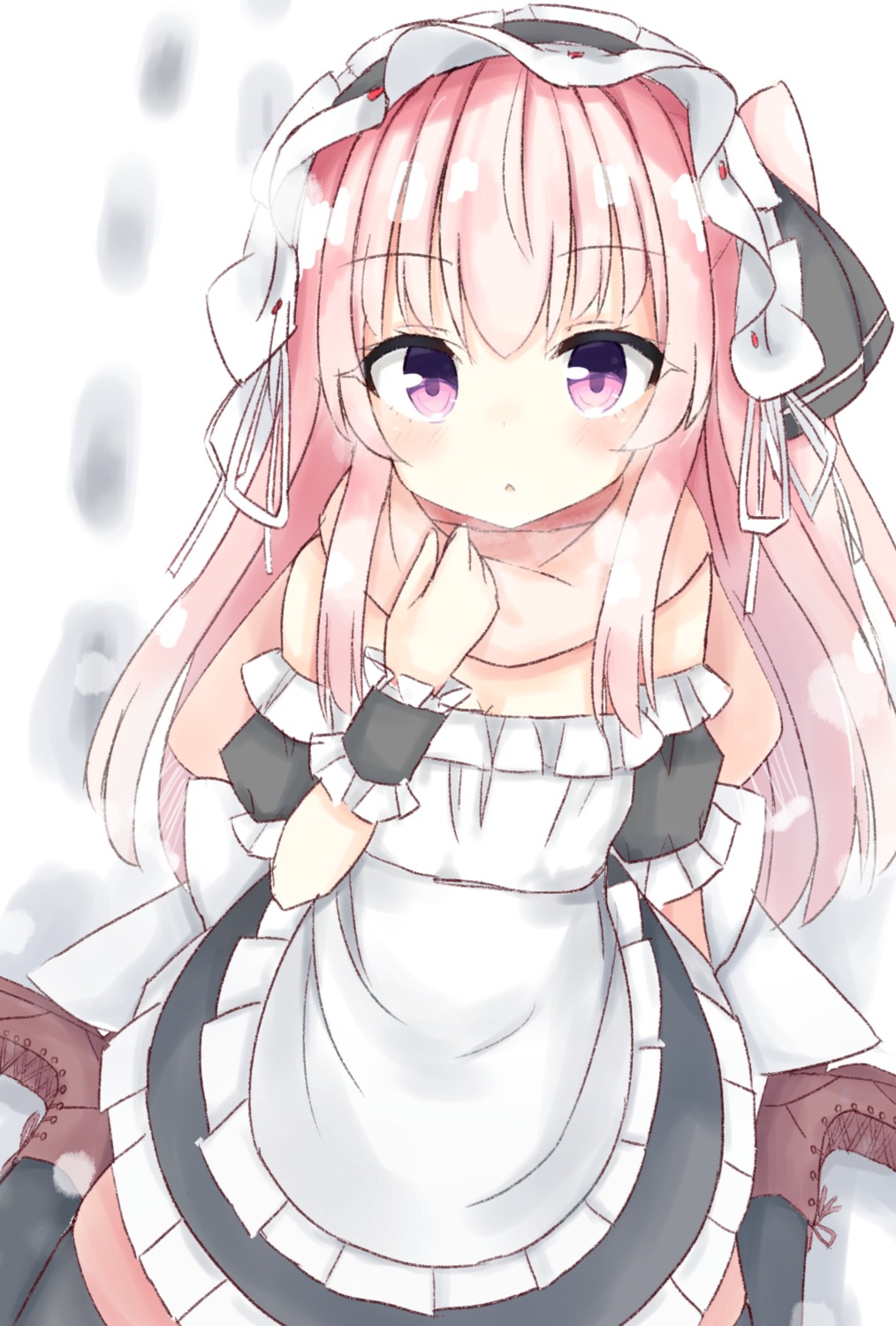 cleavage hiragana_ababa maid thighhighs