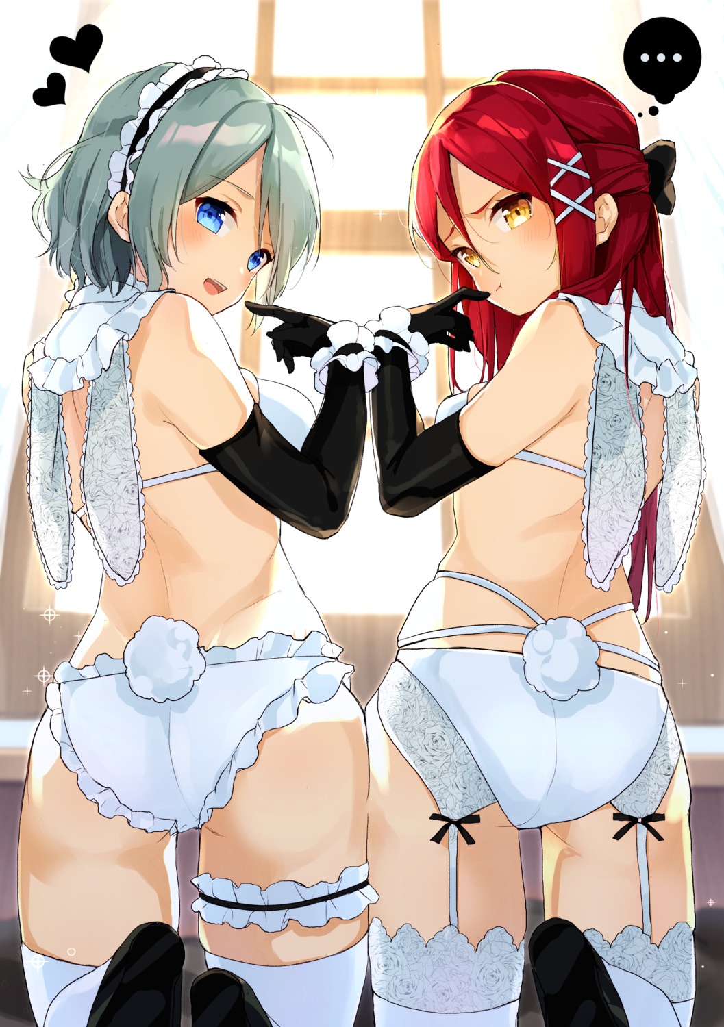 ass bra garter goroo_(eneosu) lingerie love_live!_sunshine!! pantsu sakurauchi_riko stockings tail thighhighs watanabe_you