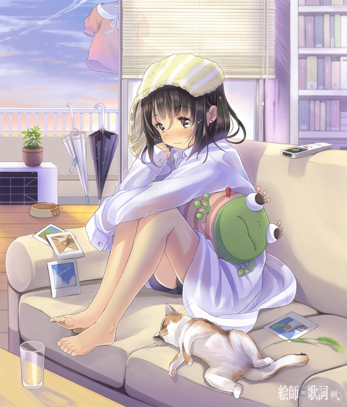 ataru_(ataru_squall) dress_shirt feet neko towel wet