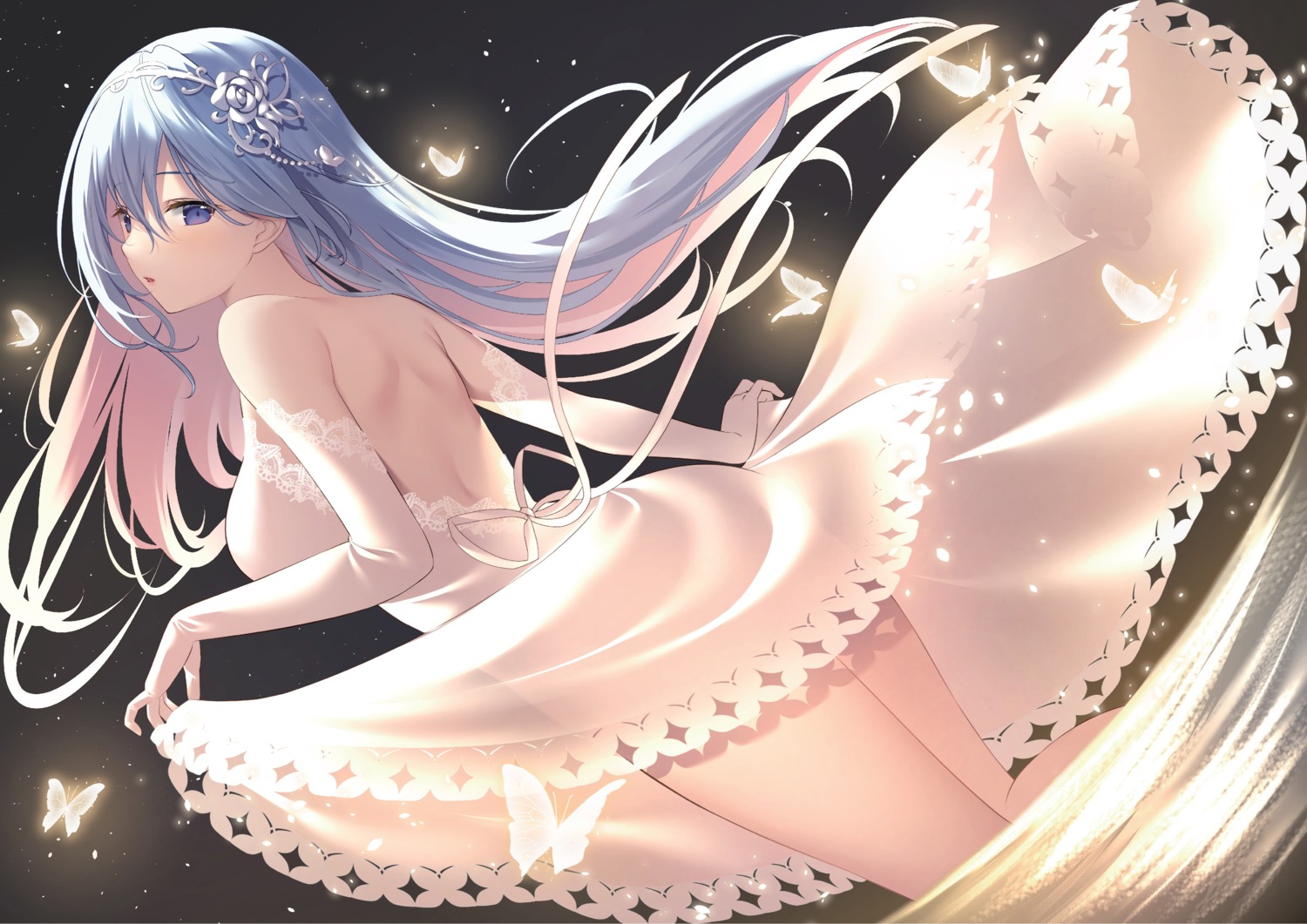 dress emori_miku emori_miku_project miko_92 no_bra nopan see_through skirt_lift