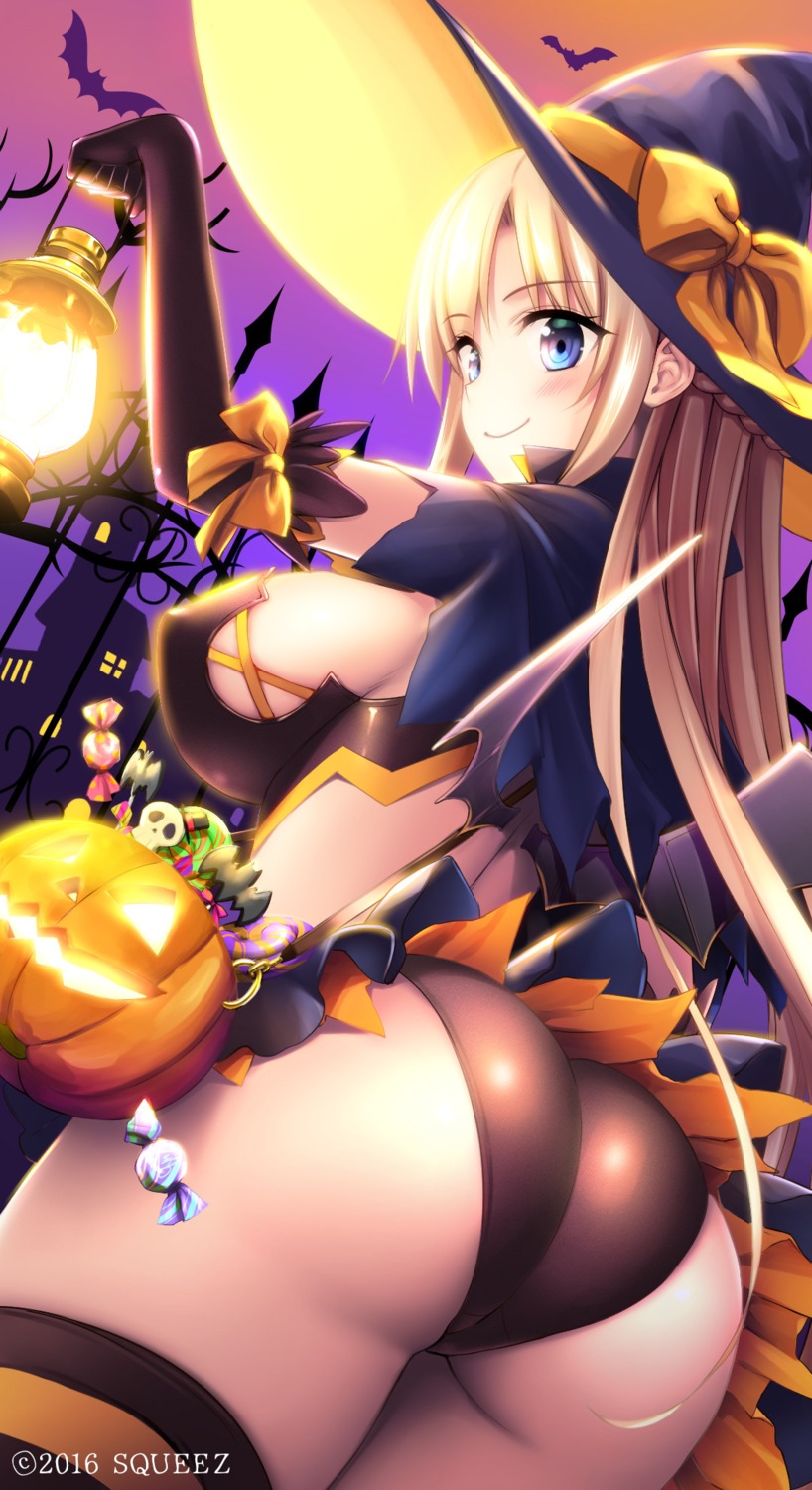 ass derauea erect_nipples halloween honoo_no_haramase_oppai_ero_appli_gakuen pantsu shiramine_sumika squeez thighhighs wings witch