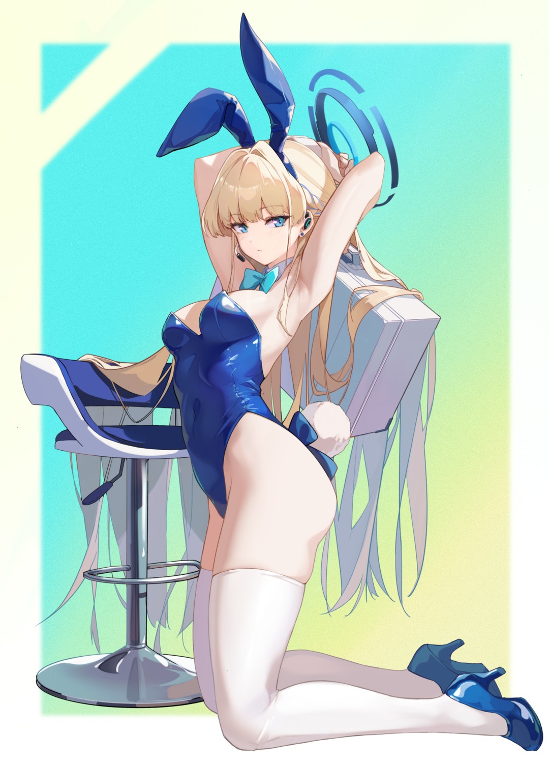 animal_ears asuma_toki blue_archive bunny_ears bunny_girl halo heels no_bra tail thighhighs zombie-andy