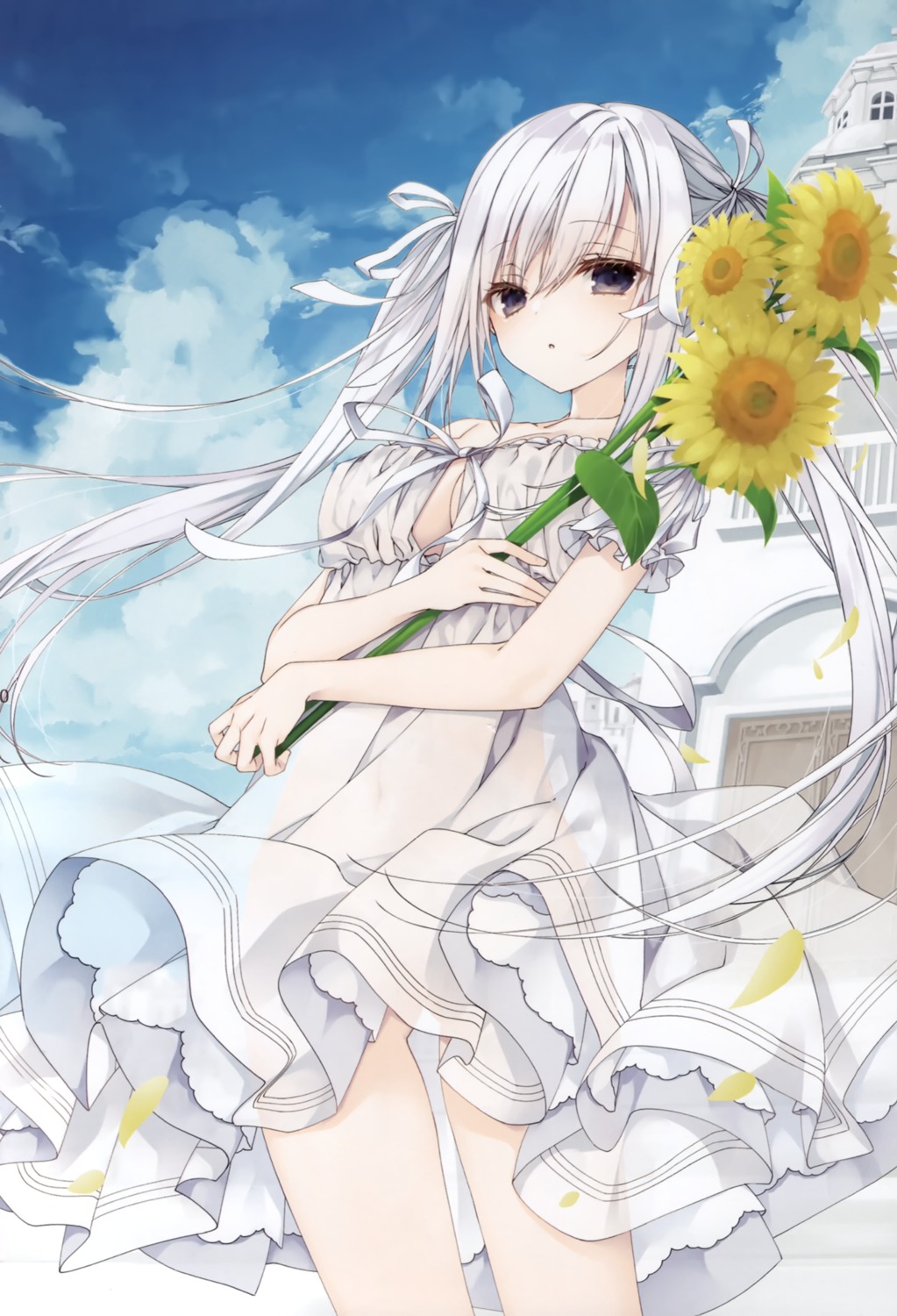 dress inugami_kira necotoxin no_bra see_through skirt_lift summer_dress