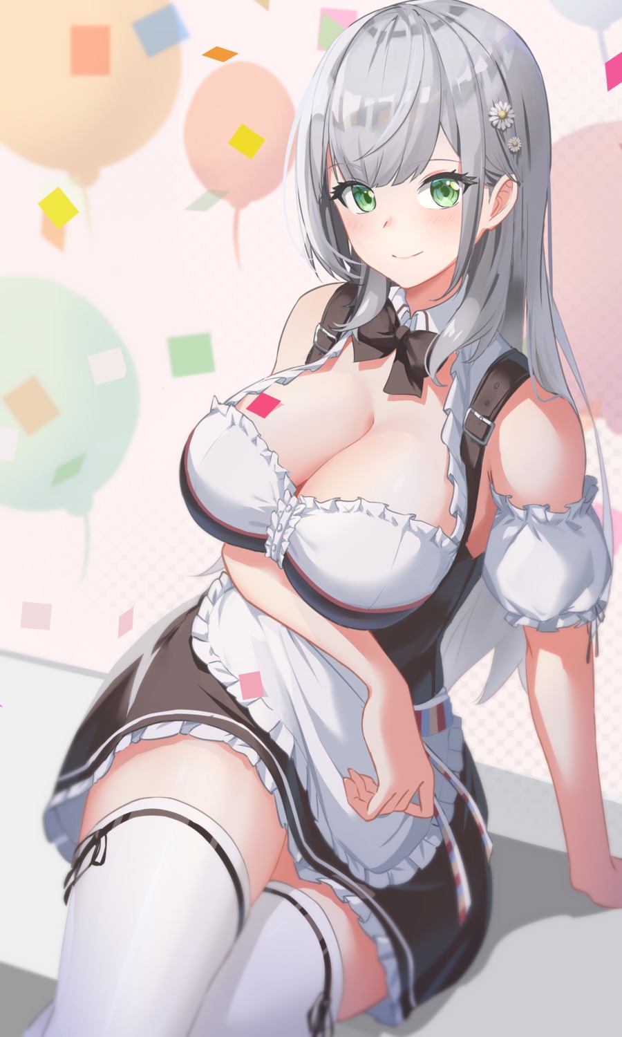 hololive maid reulem shirogane_noel thighhighs